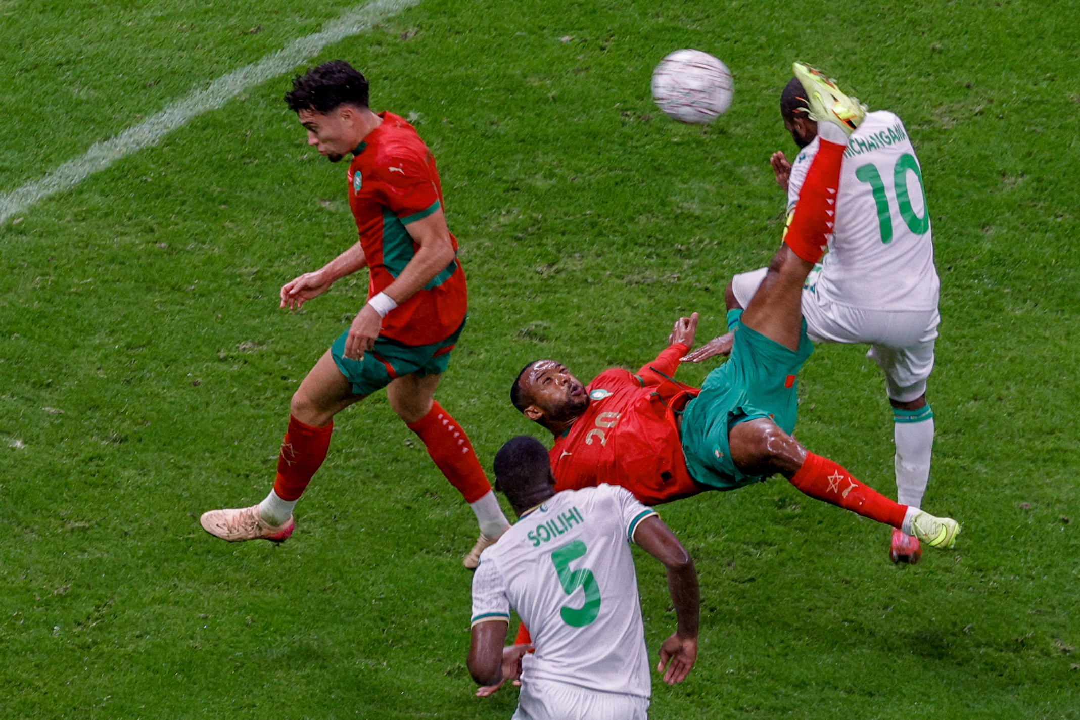 Ayoub El Kaabi in action.