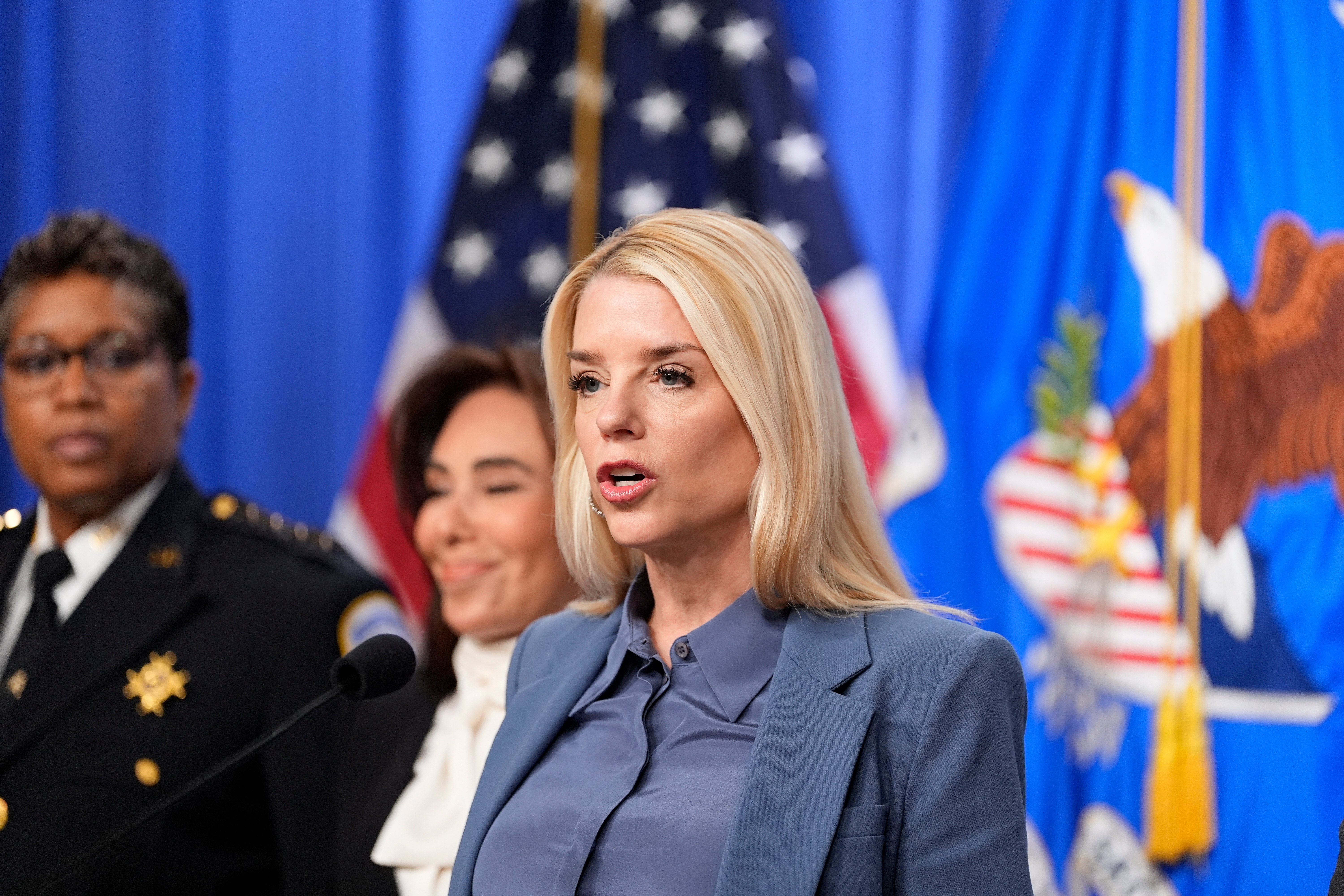 Pam Bondi at a news conference
