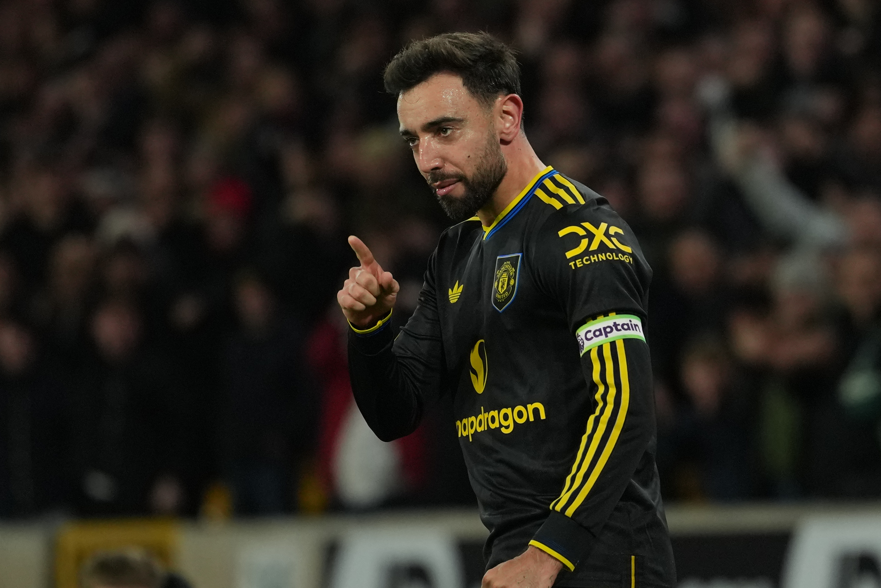 Bruno Fernandes reacts.