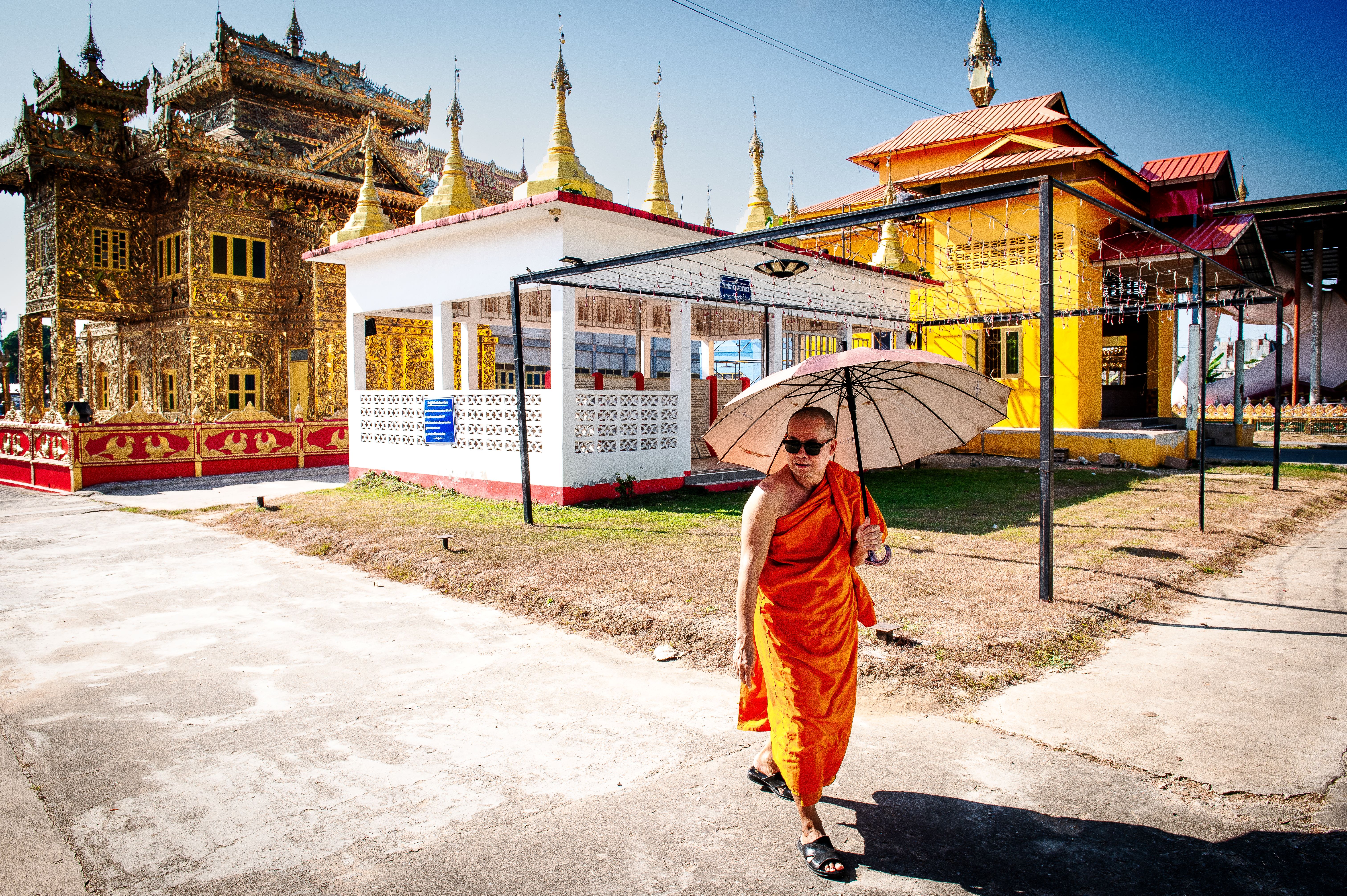 Mae Sot has long had an influx of Myanmar nationals, fleeing from decades of conflict in neighbouring Karen state. This Buddhist temple on the Thai side of the border is specifically of Myanmar design and origin [Ali MC/Al Jazeera]
