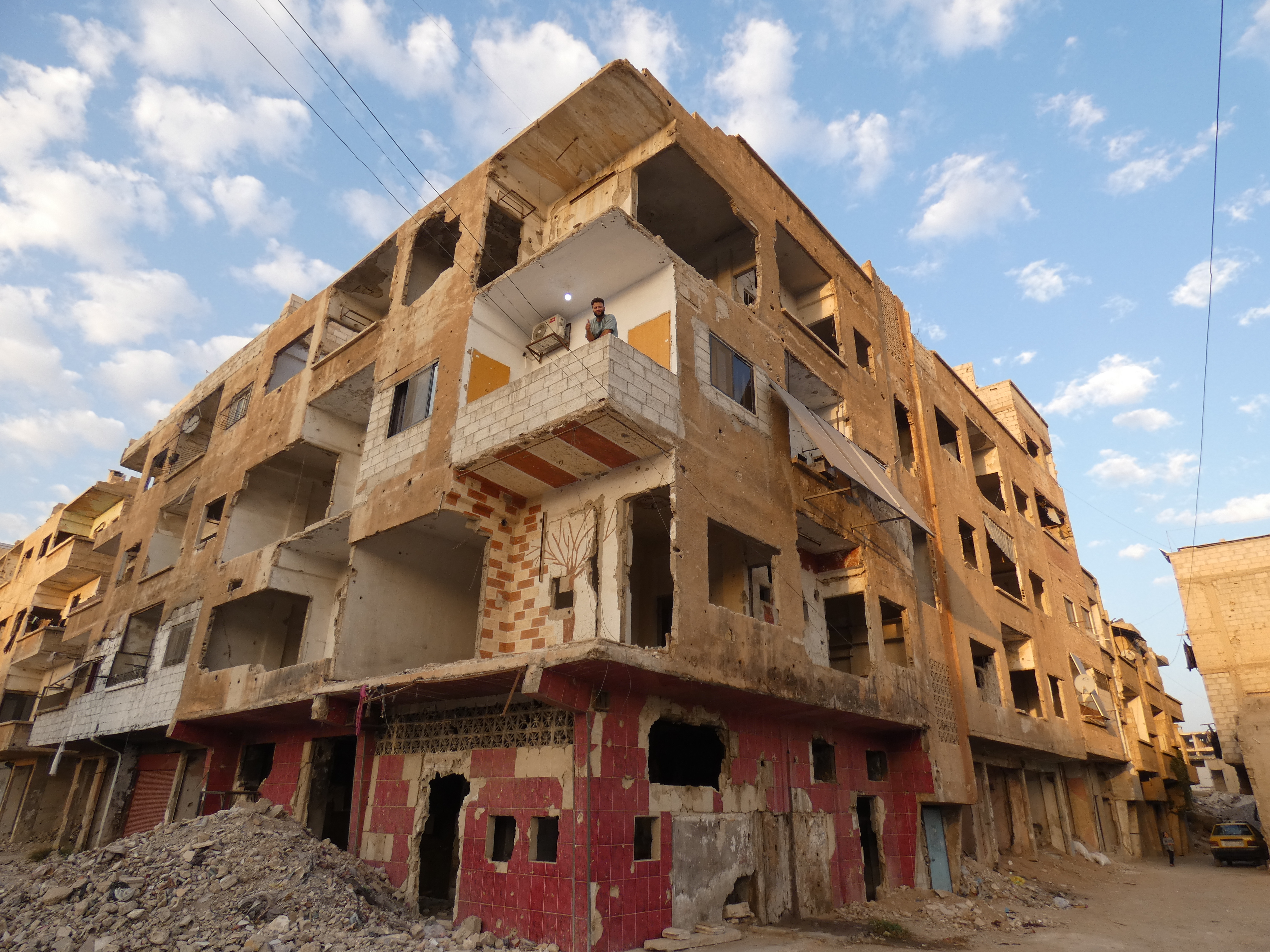 A damaged building in Damascus