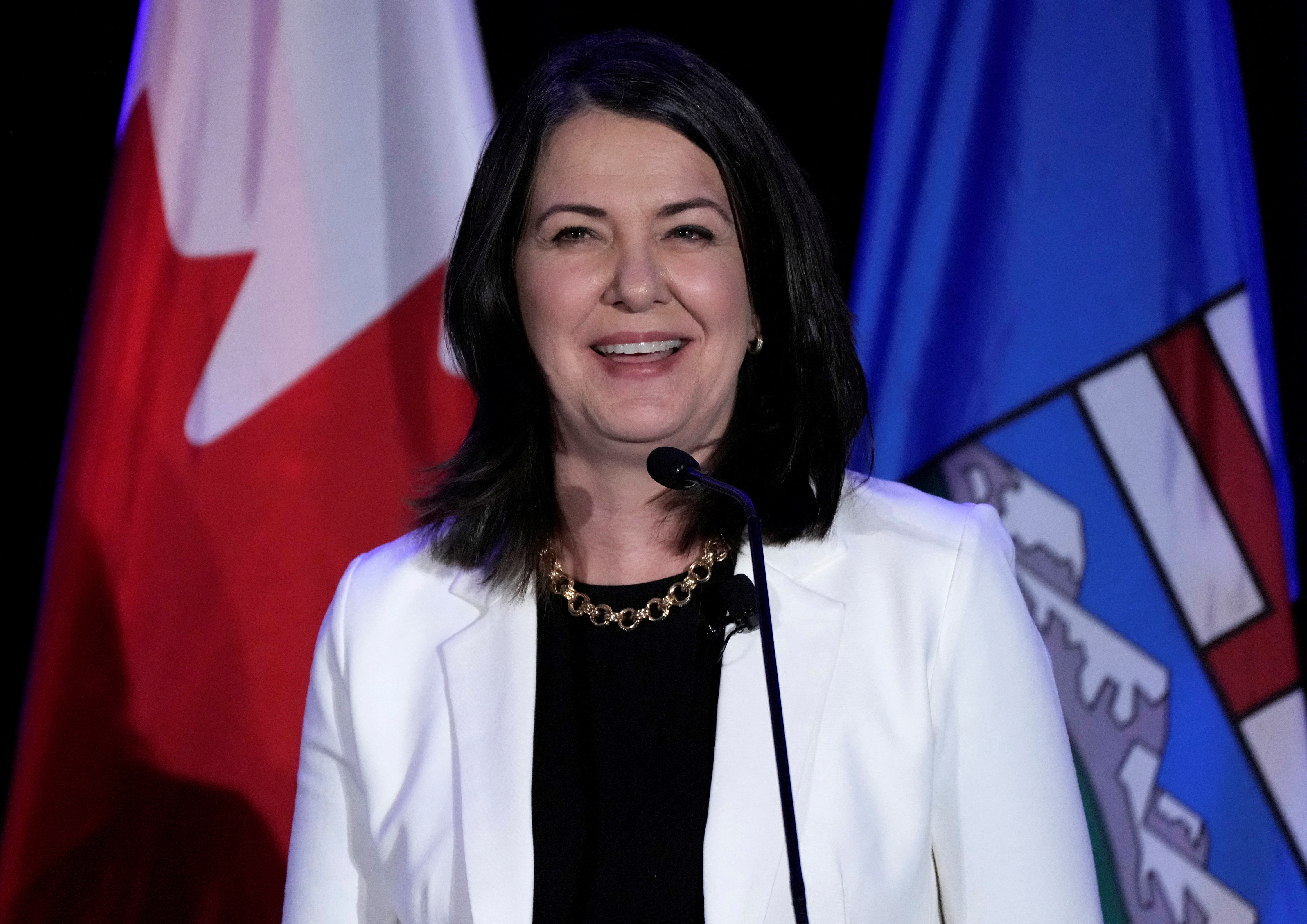 Alberta Premier Danielle Smith speaks at the Calgary Chamber 