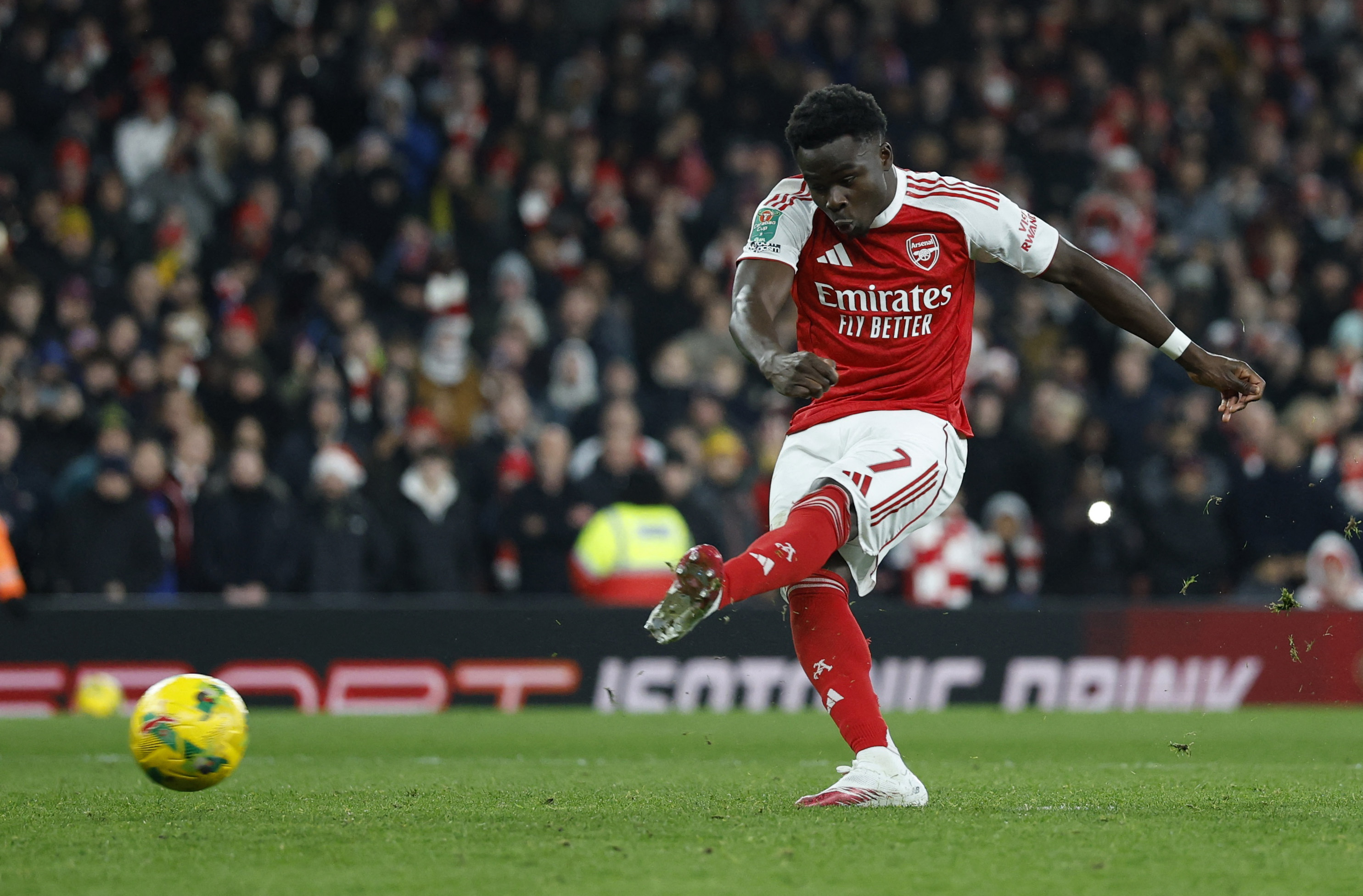 Bukayo Saka in action.