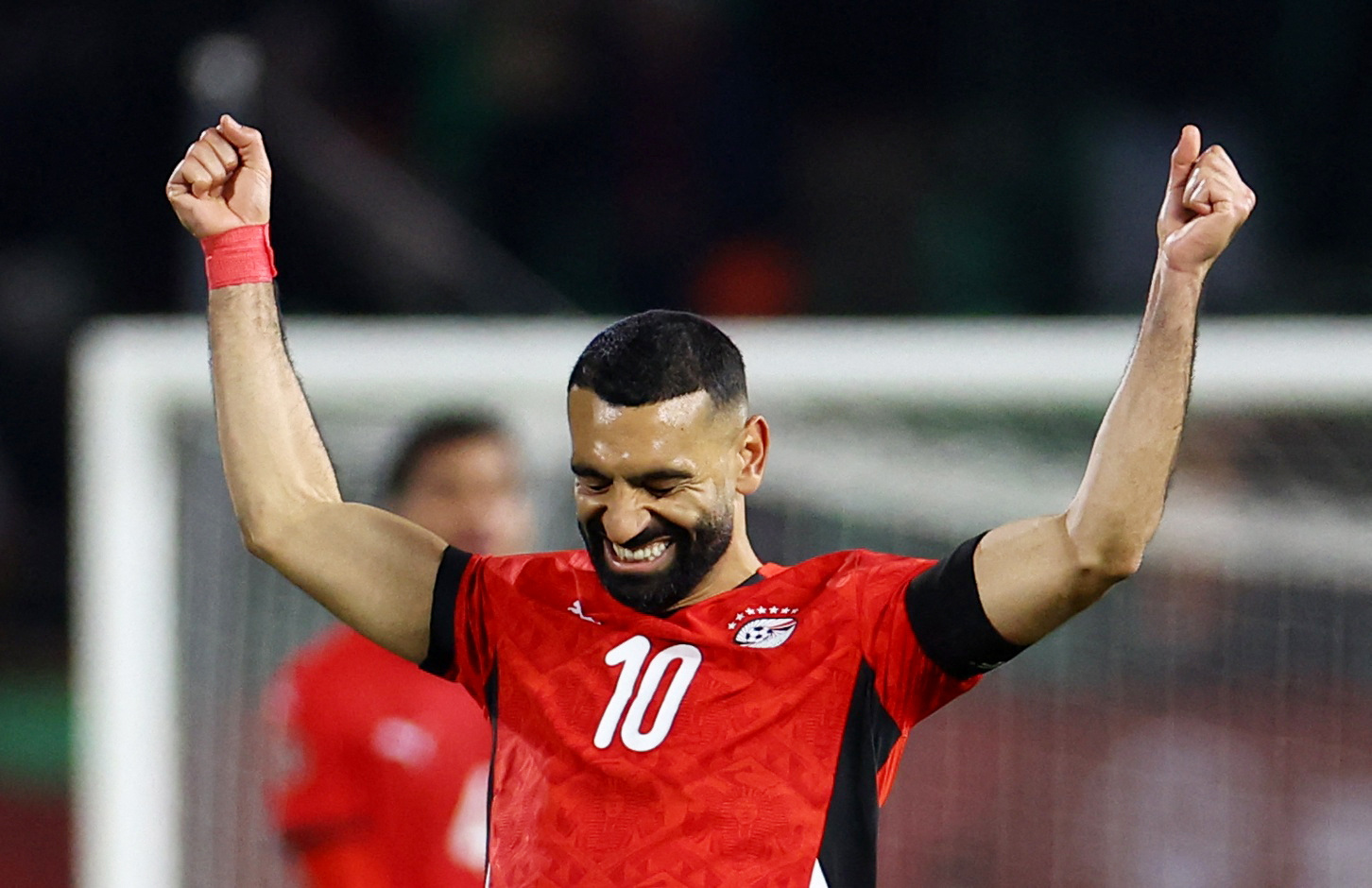 Egypt's Mohamed Salah celebrates after the match against Ivory Coast