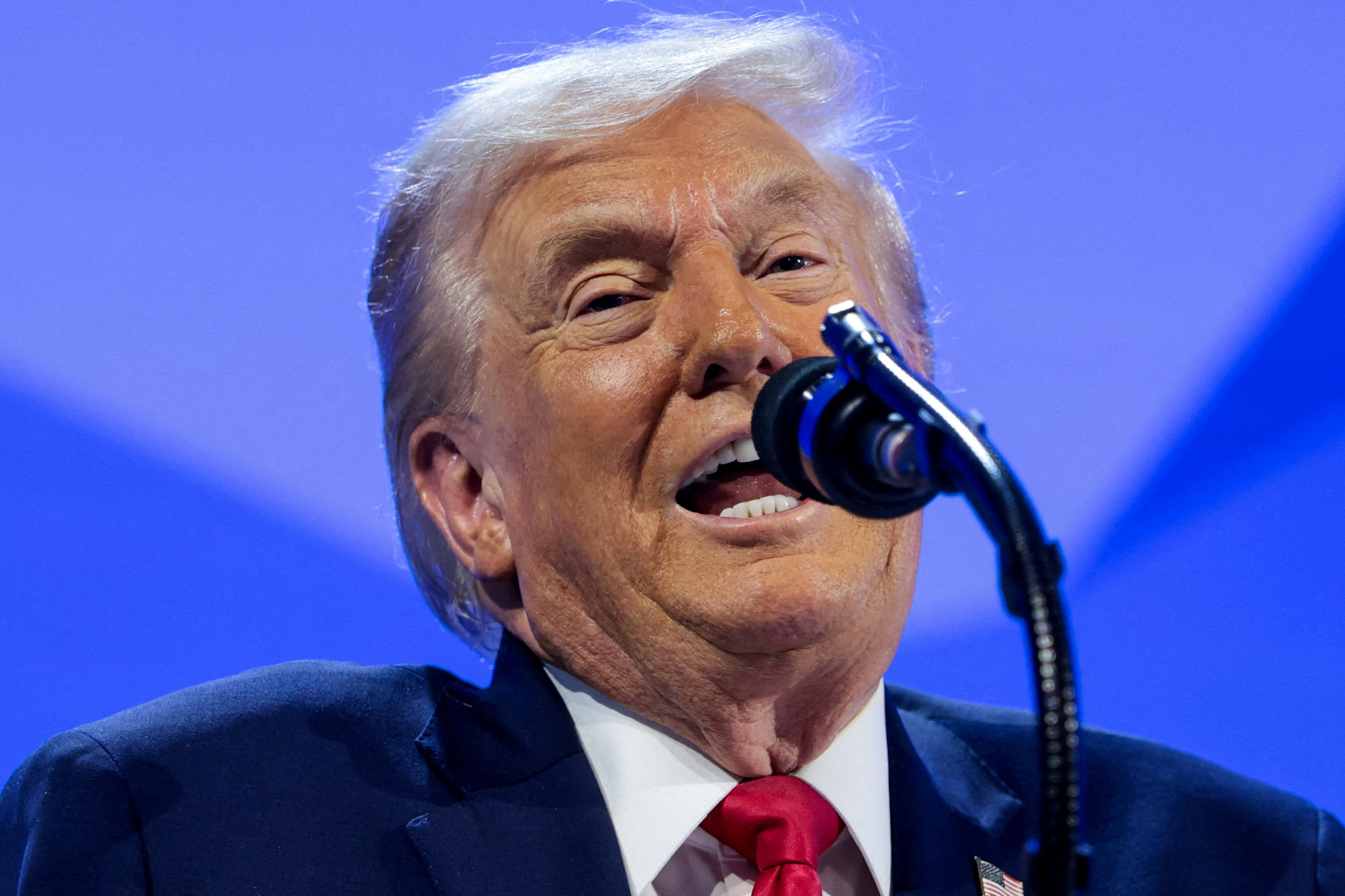 U.S. President Donald Trump speaks during the 56th annual World Economic Forum (WEF), in Davos, Switzerland, January 21, 2026. [Jonathan Ernst/Reuters]