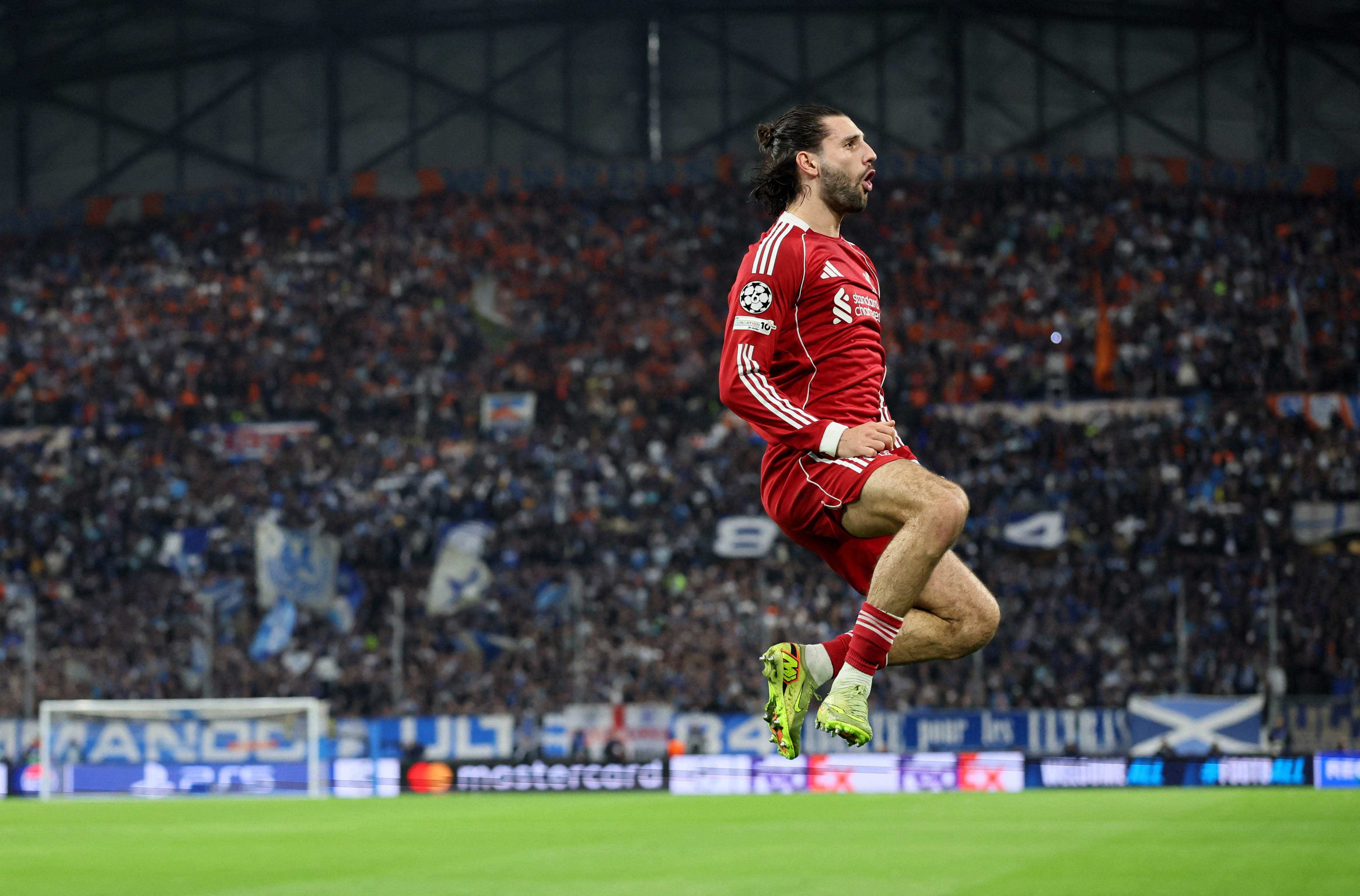 Liverpool's Dominik Szoboszlai celebrates scoring their first goal
