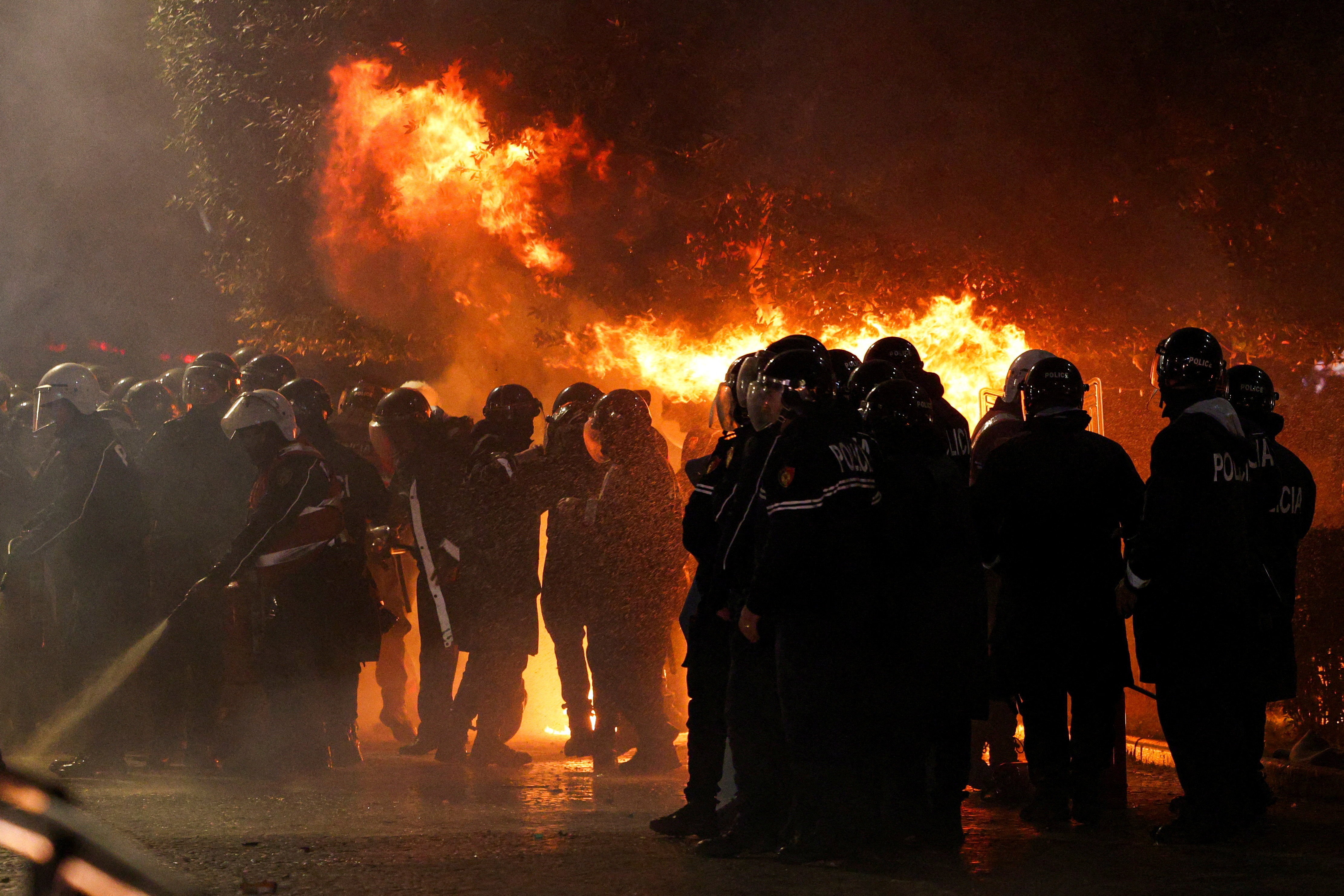 Clashes erupt at anti-government protest in Tirana
