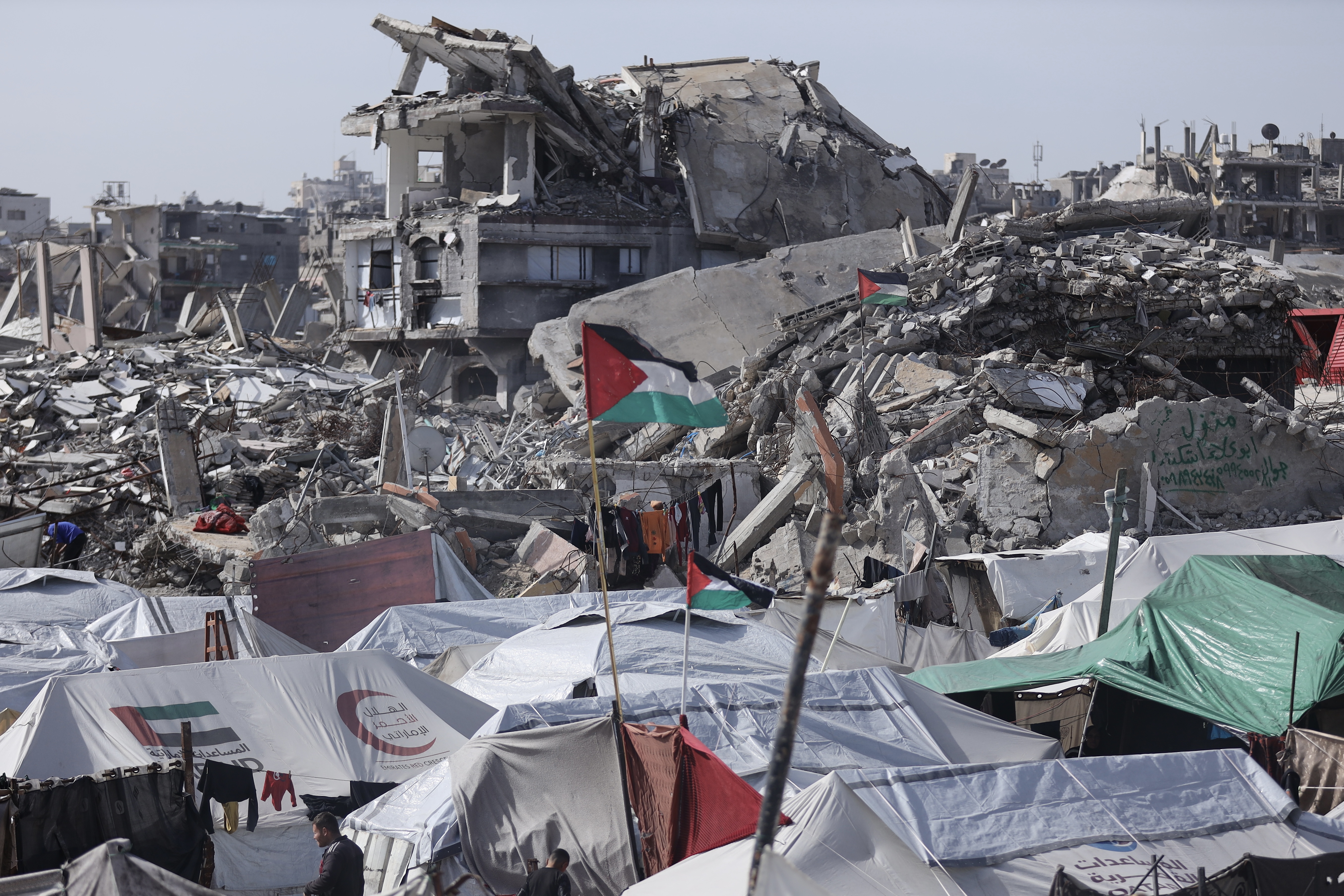 Palestinian flags in Gaza