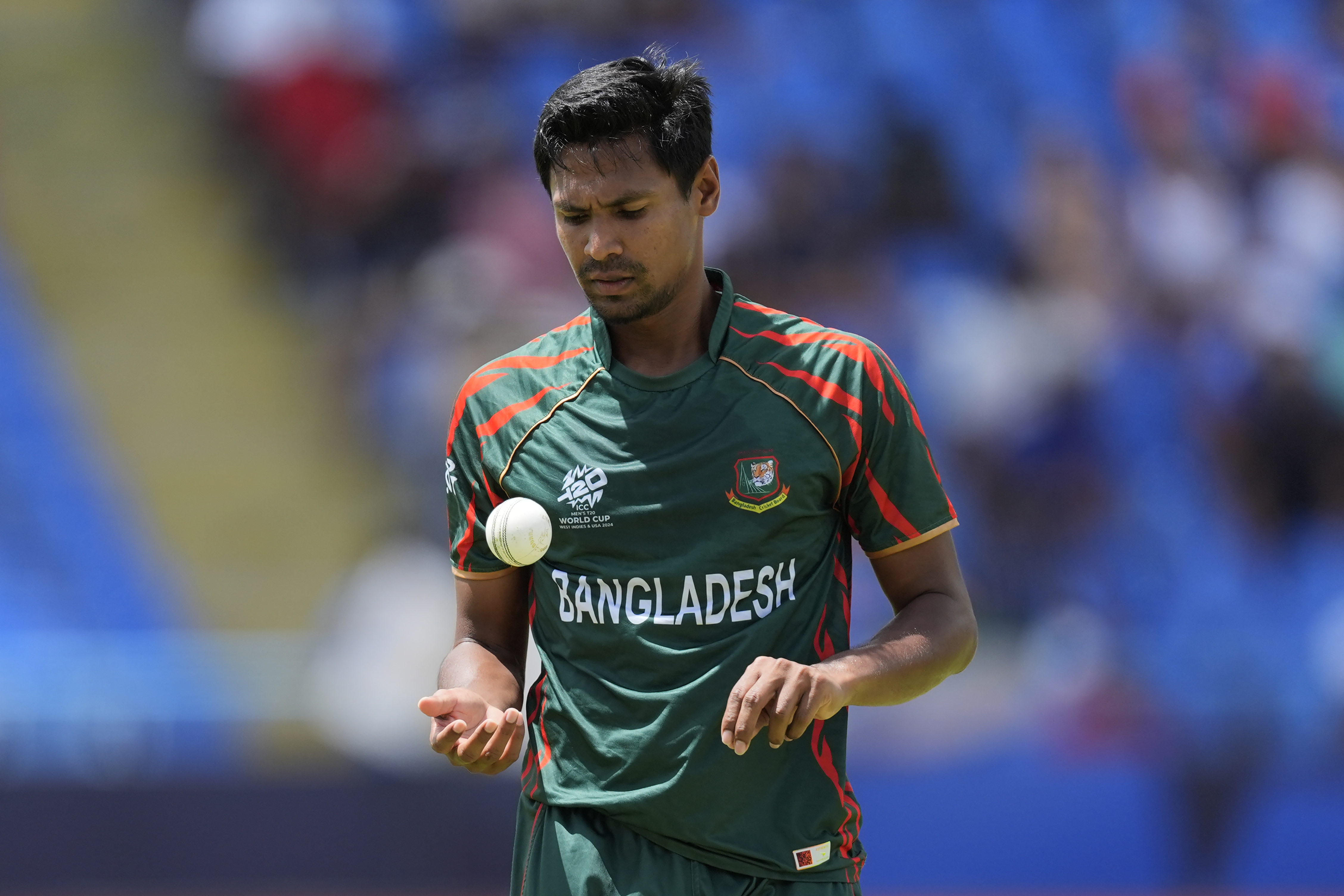 Bangladesh's Mustafizur Rahman prepares to bowl.