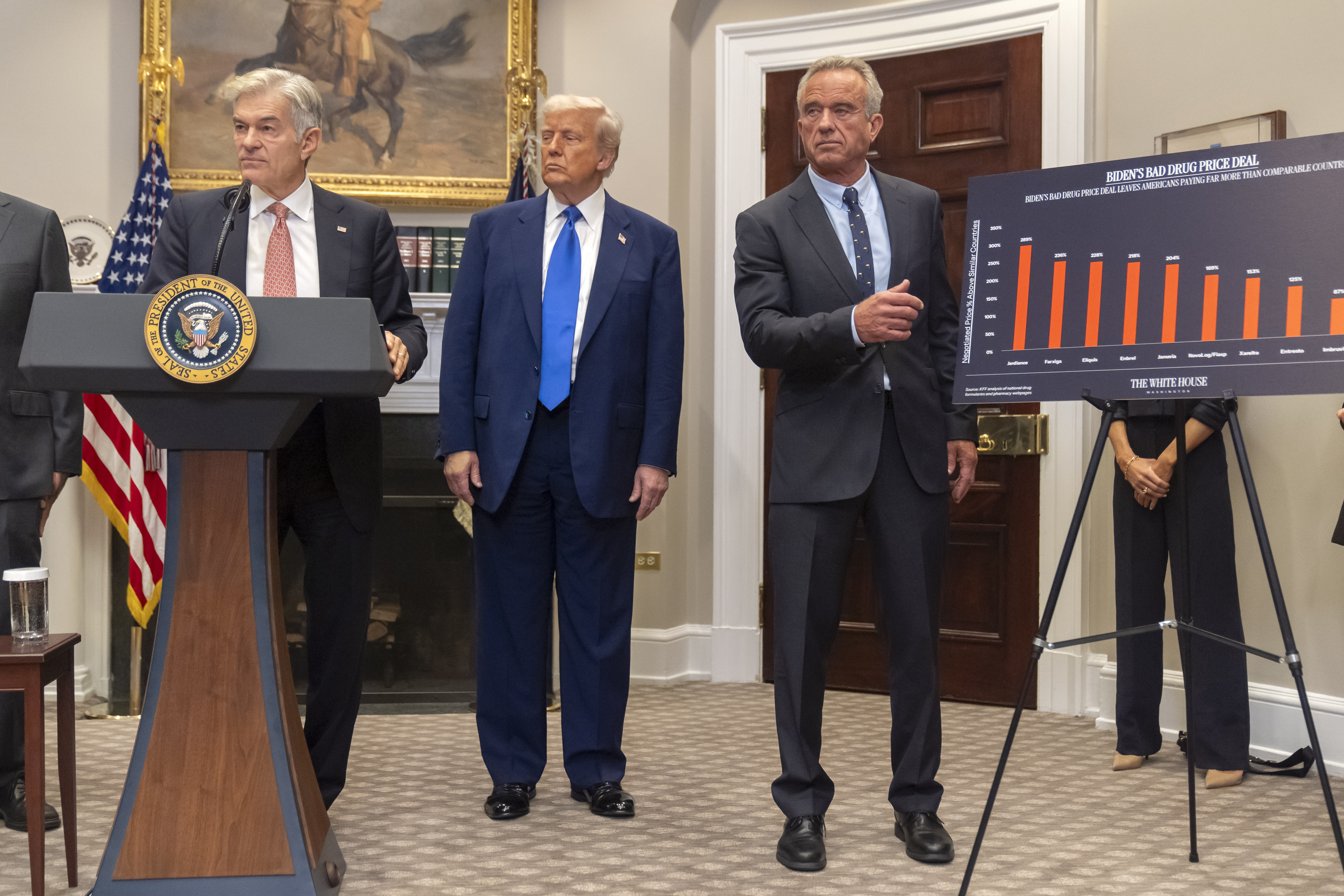 Trump, RFK Jr and Mehmet Oz hold a news conference in the Oval Office.