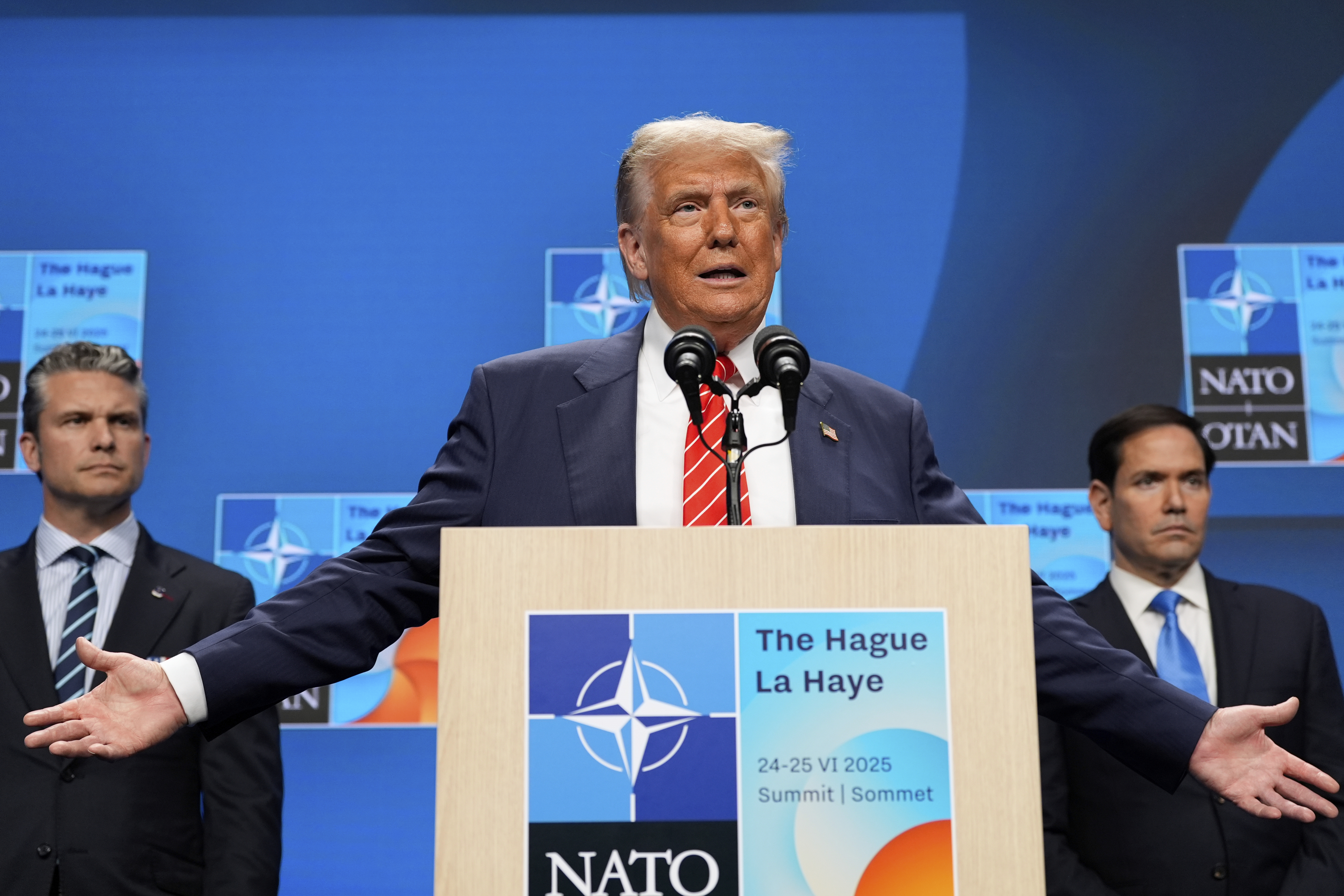Trump speaks at a NATO summit