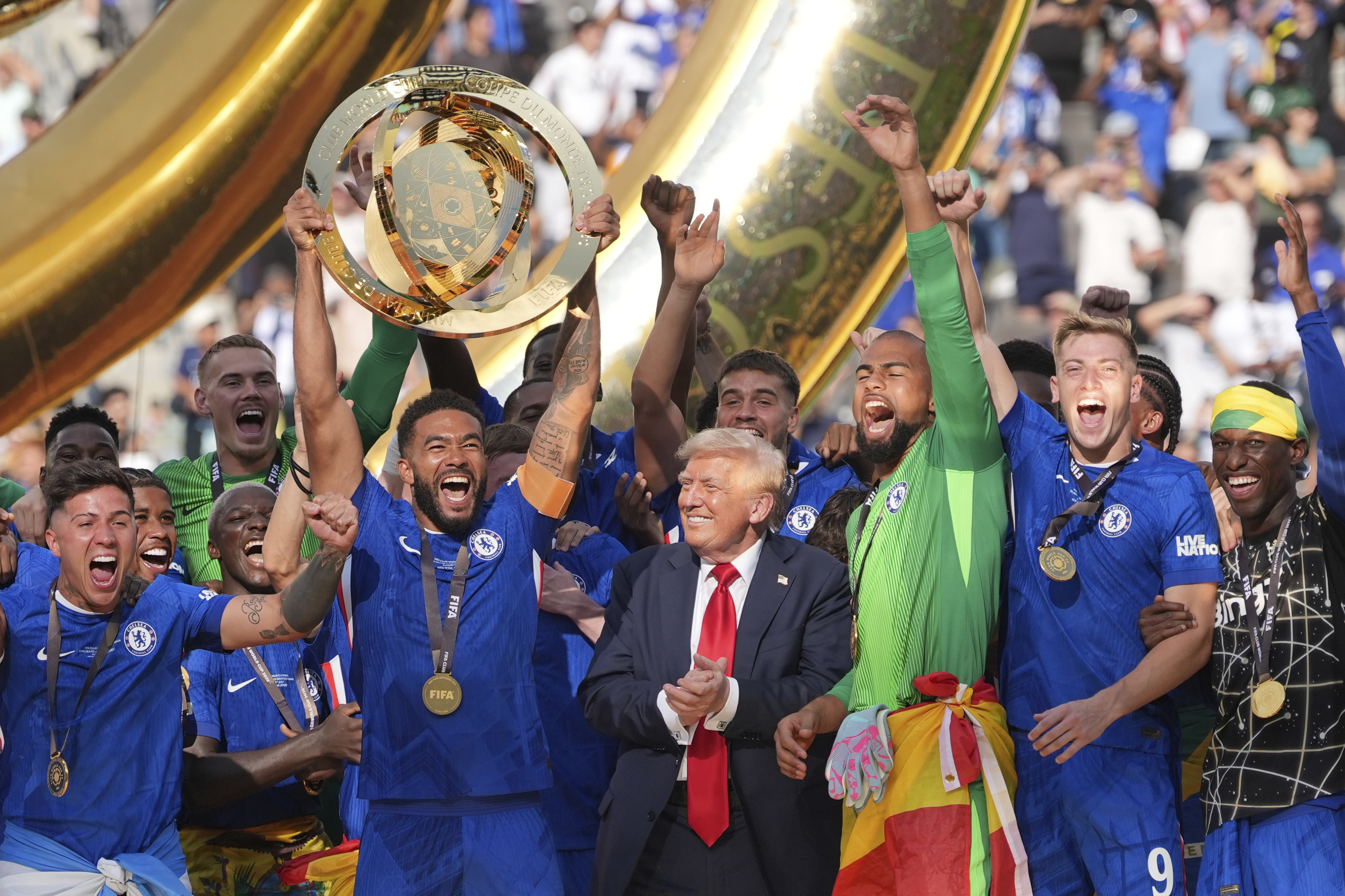 Trump celebrates with FC Chelsea