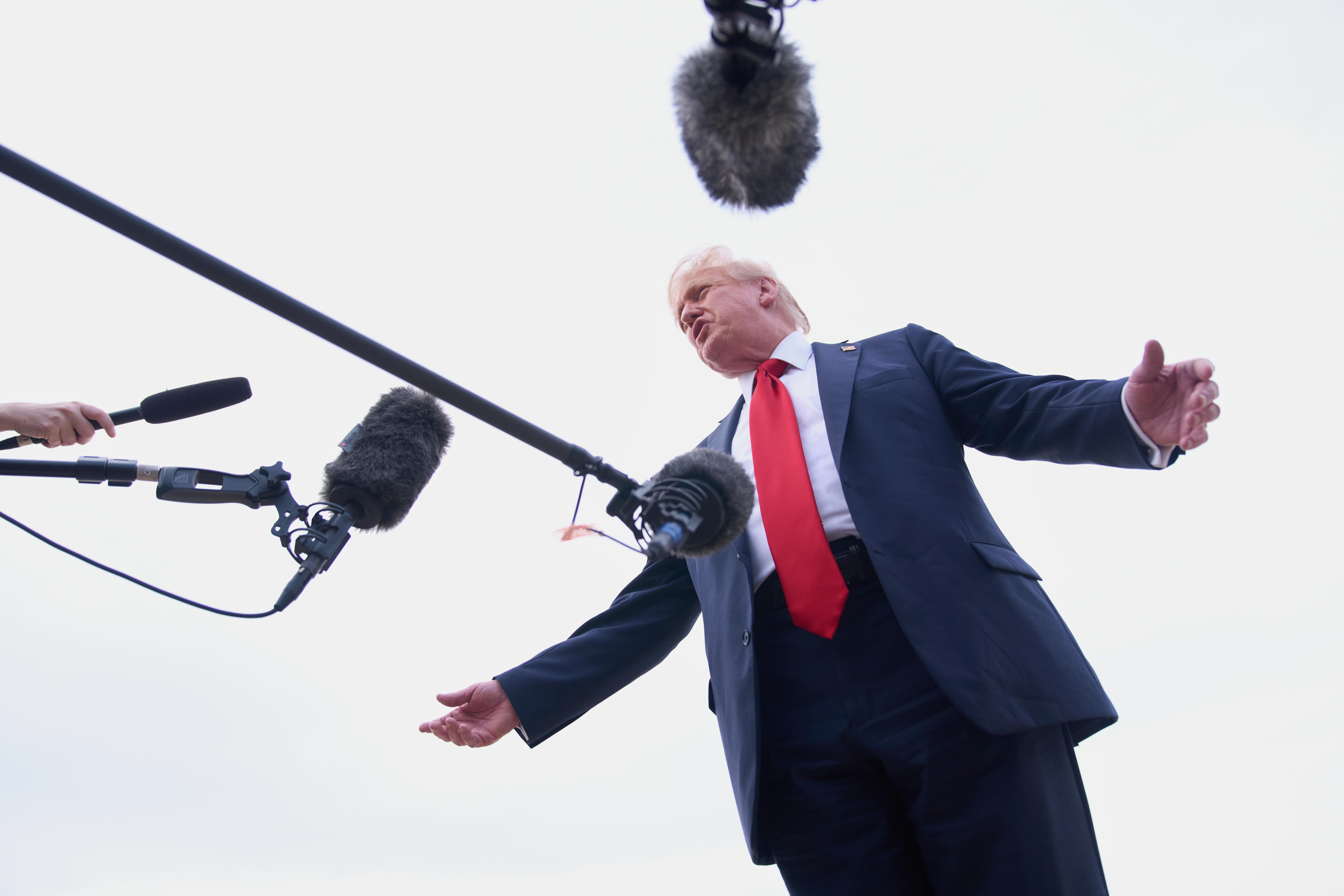 Trump speaks to reporters