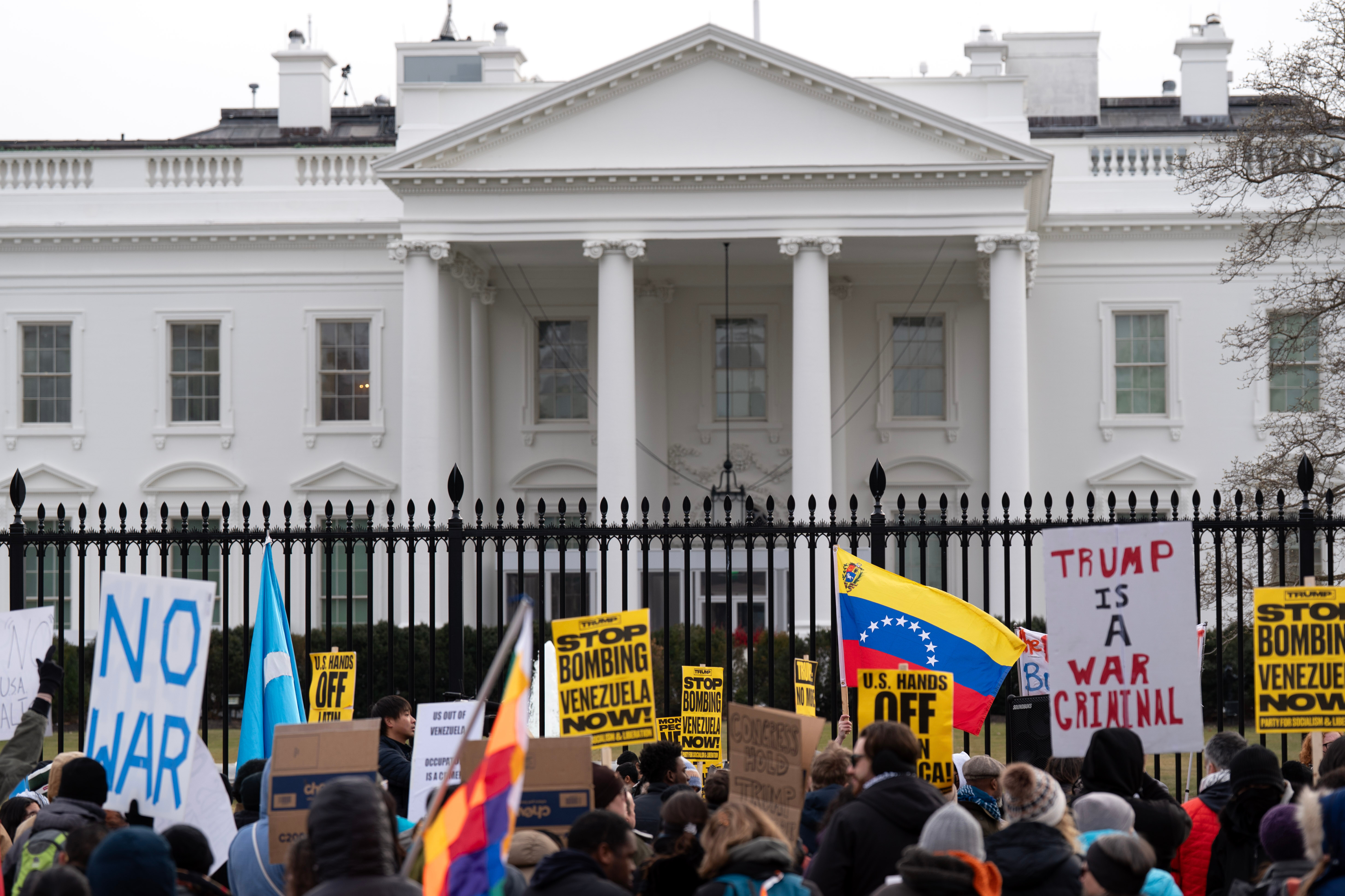 Protesters rally outside the White House