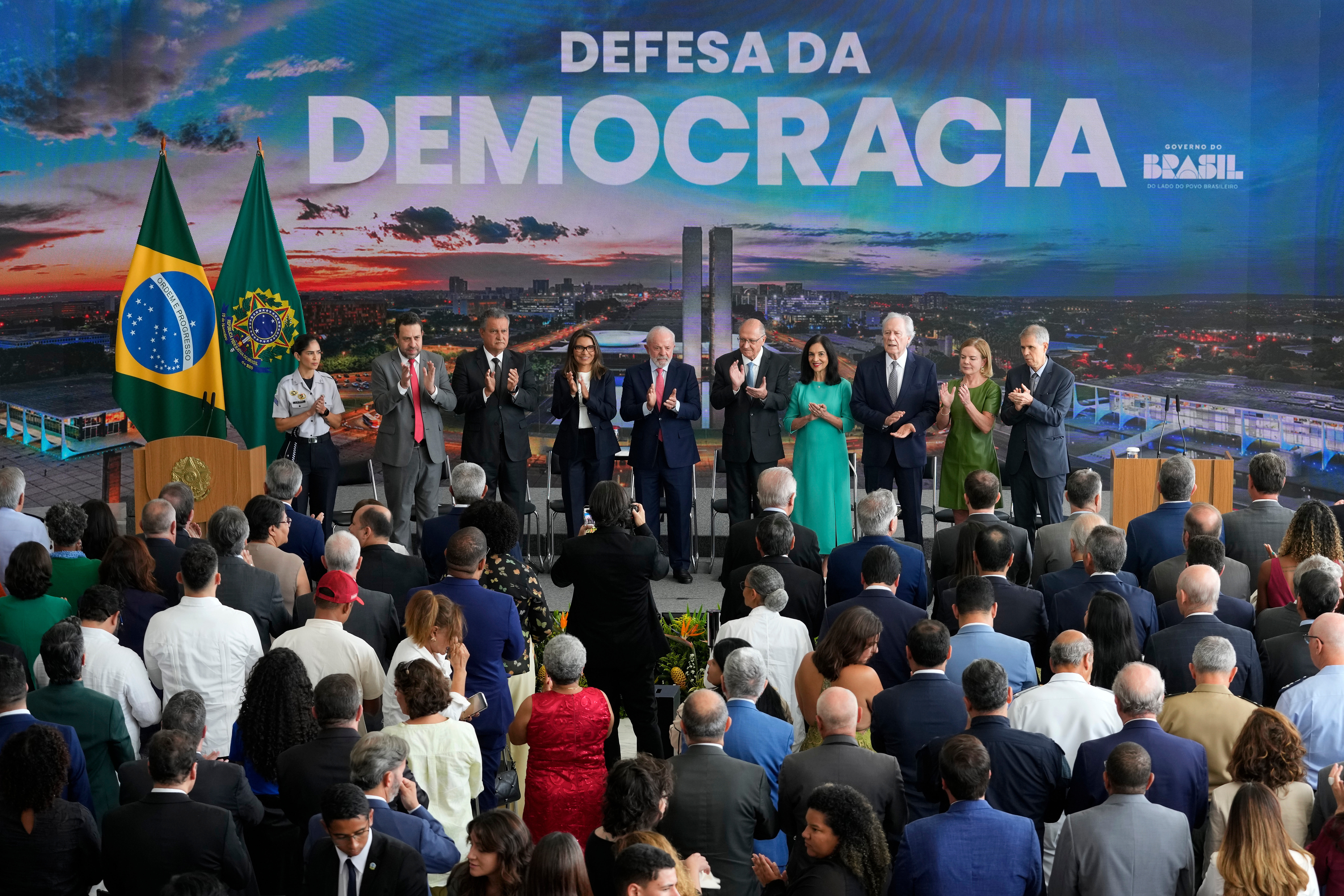 A ceremony to mark the anniversary of the January 8, 2023, riots in Brazil