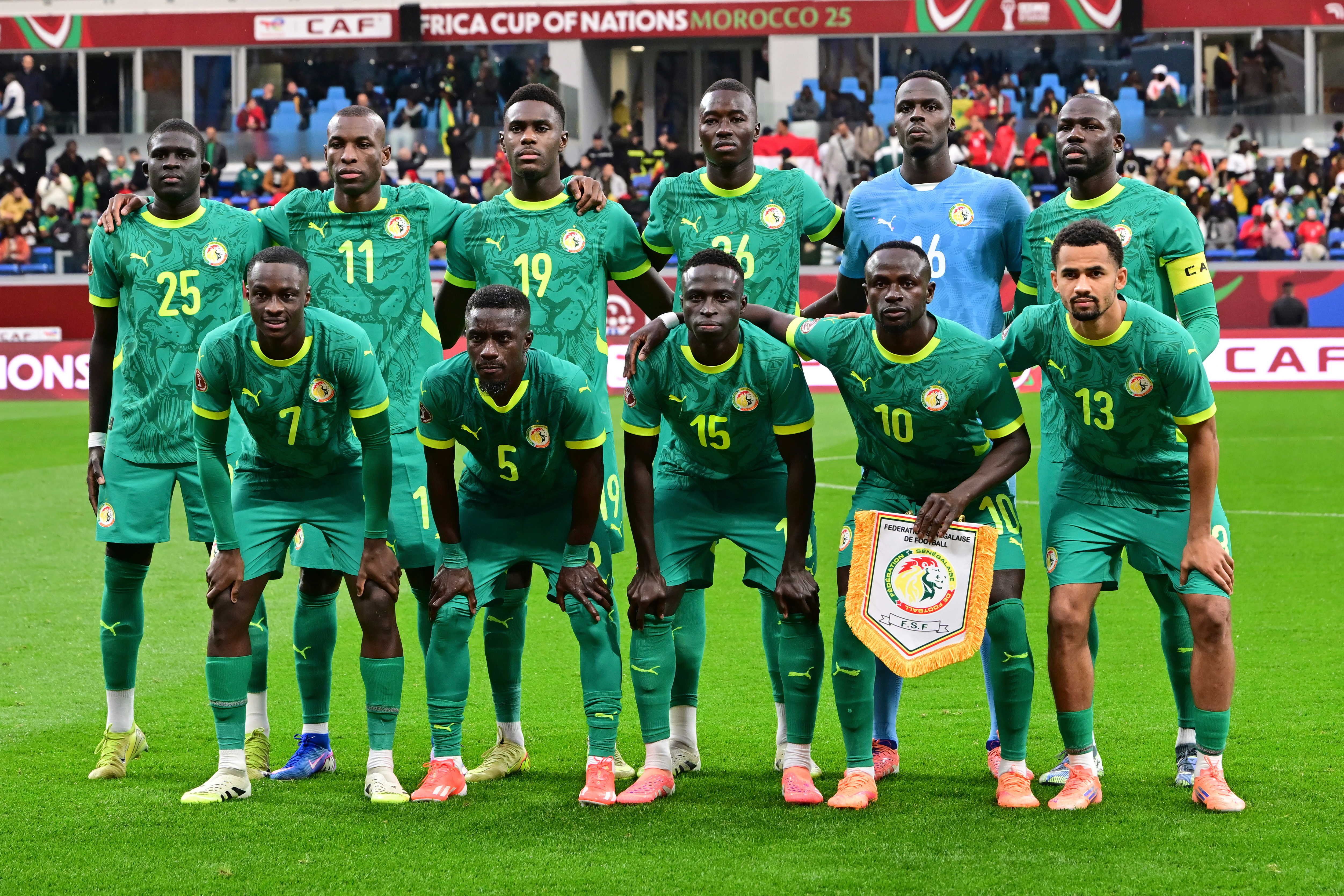 Senegal squad pose before the Africa Cup of Nations semifinal football match between Senegal and Egypt