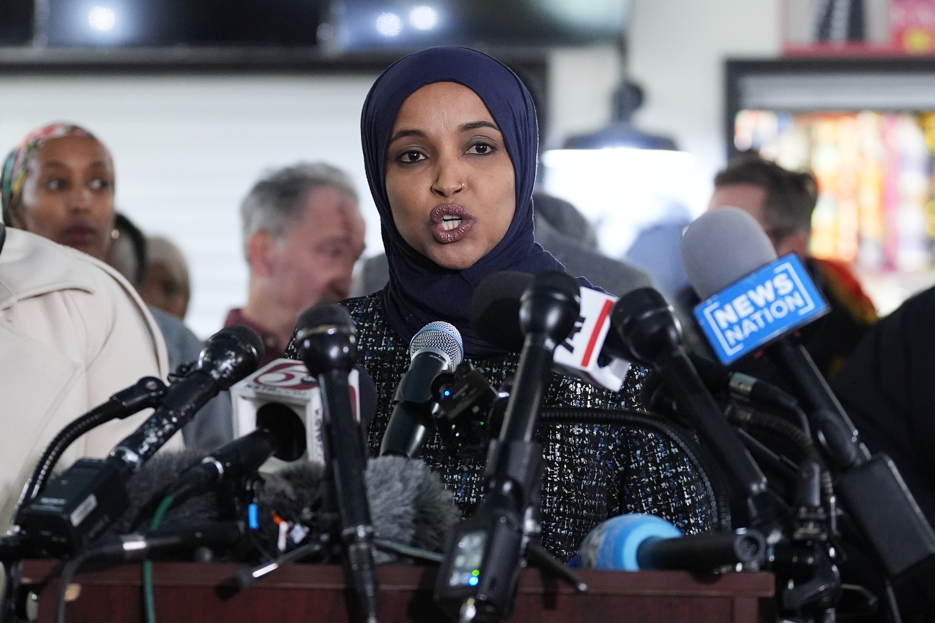 Ilhan Omar gives a news conference