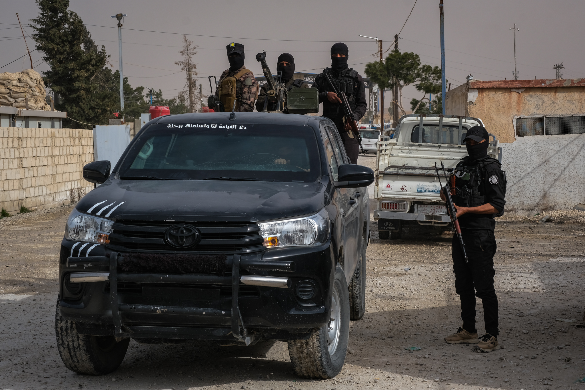 An SDF patrol at the al-Hol camp in northeastern Syria in February 2025