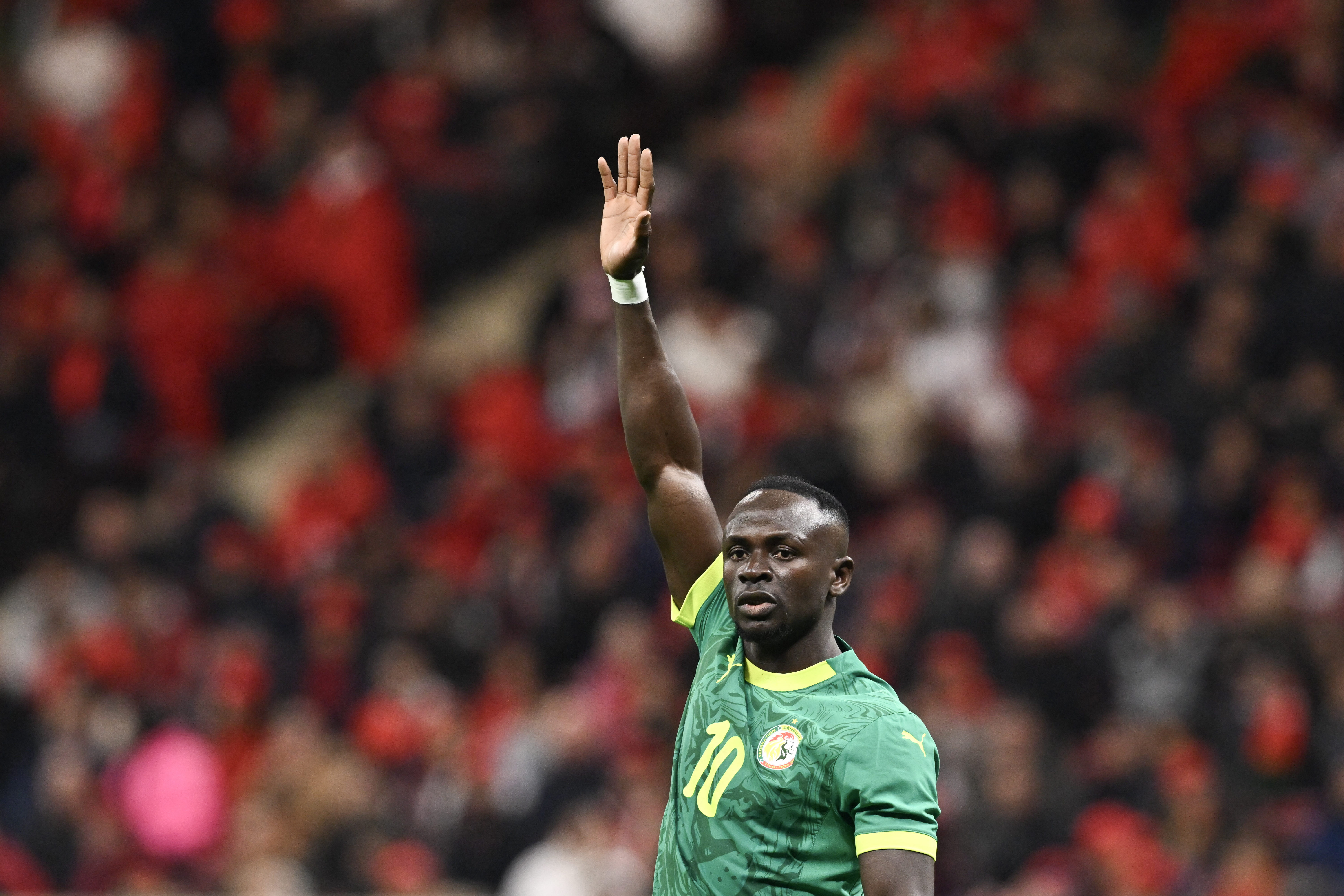 Senegal's forward #10 Sadio Mane reacts during the Africa Cup of Nations (CAN) final football match between Senegal and Morocco at the Prince Moulay Abdellah Stadium in Rabat on January 18, 2026.