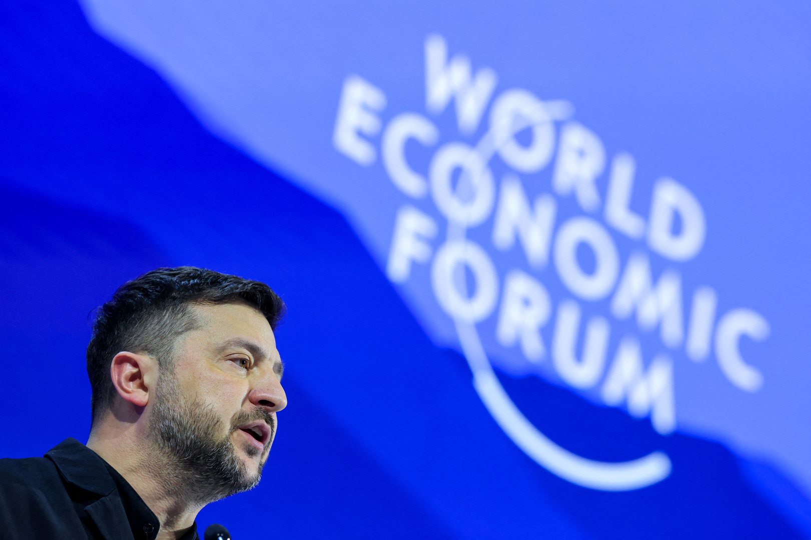 Ukrainian President Volodymyr Zelenskiy attends the 56th annual World Economic Forum (WEF) meeting in Davos, Switzerland on Jan. 22, 2026. [Denis Balibouse/Reuters]