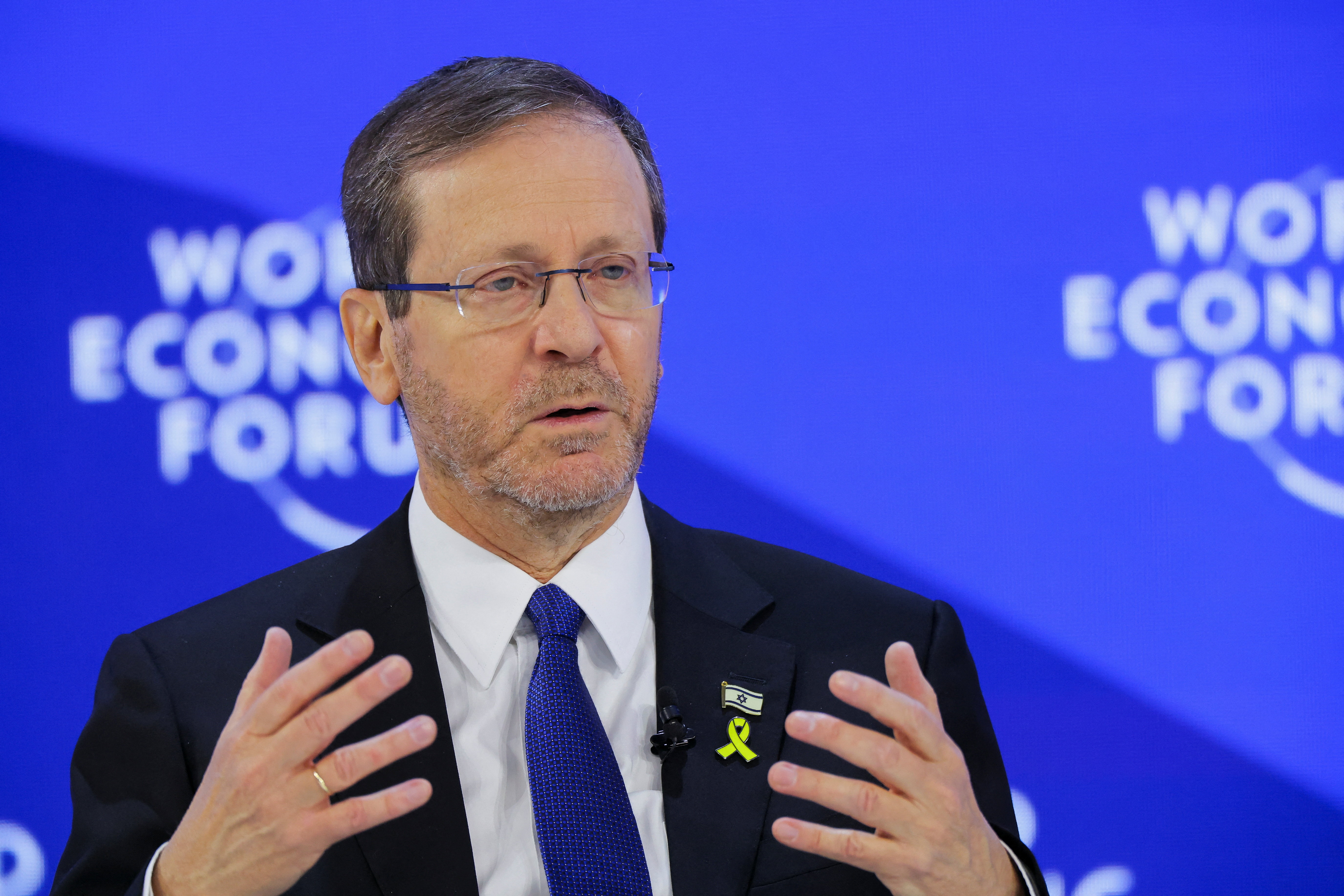 Israeli President Isaac Herzog attends the 56th annual World Economic Forum (WEF) meeting in Davos, Switzerland, January 22, 2026. REUTERS/Denis Balibouse