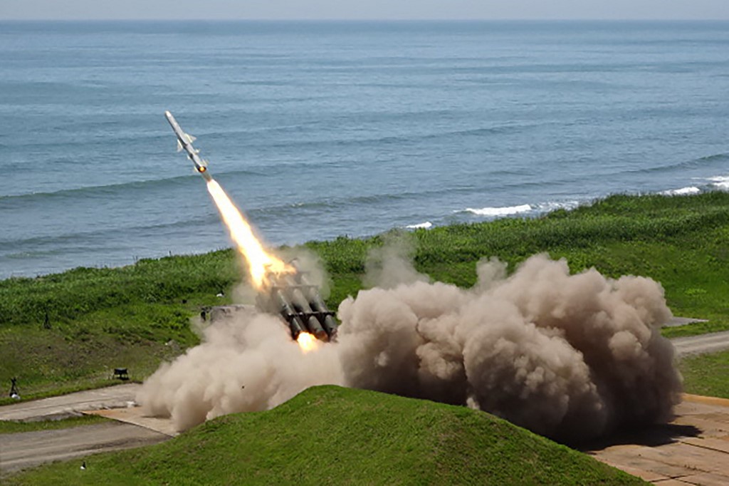 This handout photo taken on June 24, 2025 and received from the Japan Ground Self-Defense Force on June 25, 2025 shows a single "Type-88" missile being tested off the coast at the JGSDF Shizunai Anti-aircraft firing range in Shinhidaka, Hidaka district on the northern island of Hokkaido. Japan carried out its first surface-to-ship missile test within its own territory on June 24, as the nation boosts military capacity to counter the threat posed by China. (Photo by Handout / Japan Ground Self-Defense Force (JGSDF) / AFP) / -----EDITORS NOTE --- RESTRICTED TO EDITORIAL USE - MANDATORY CREDIT "AFP PHOTO / Japan Ground Self-Defense Force" - NO MARKETING - NO ADVERTISING CAMPAIGNS - DISTRIBUTED AS A SERVICE TO CLIENTS