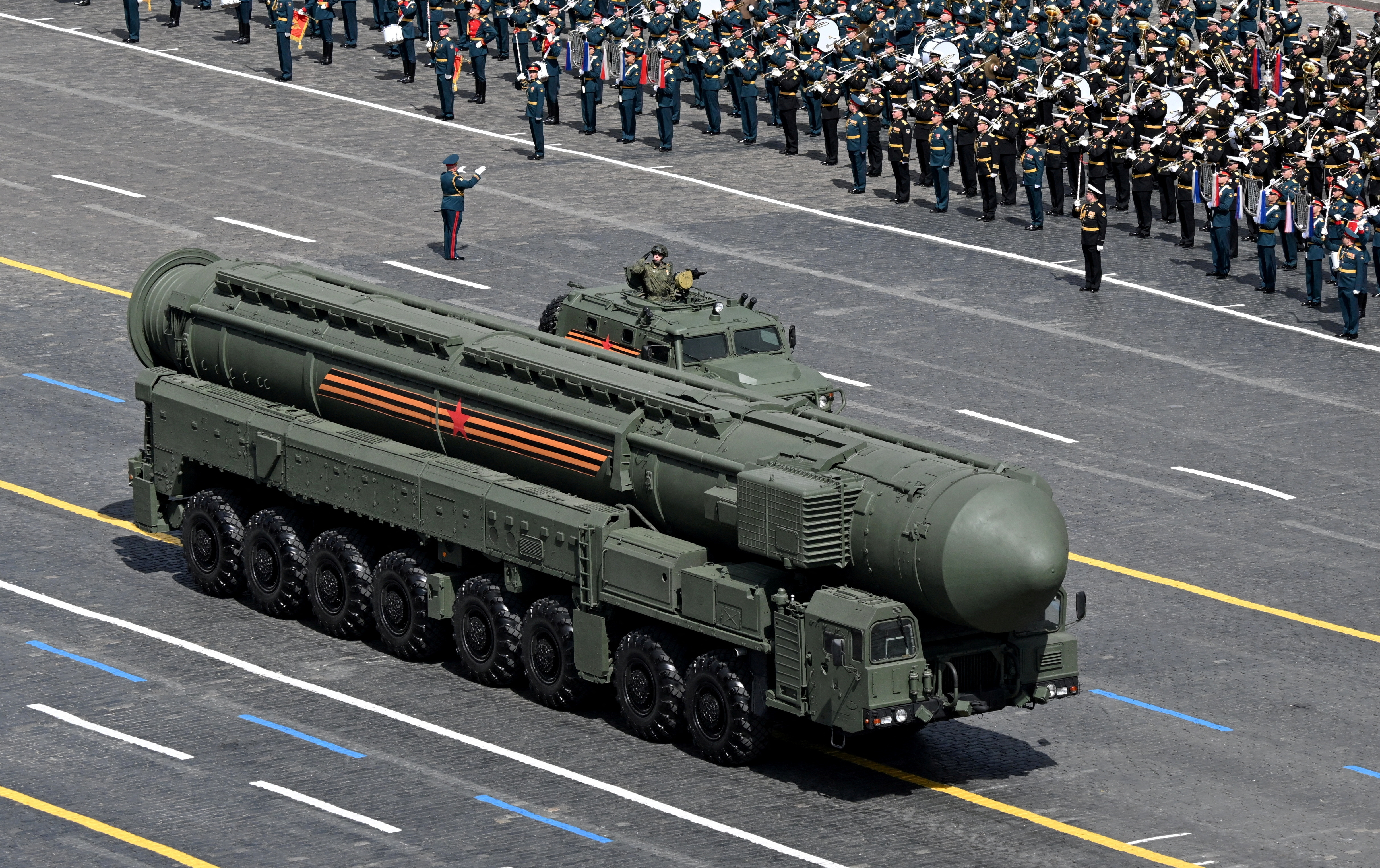 Russia's Yars intercontinental ballistic missile system unit drives in Red Square during a military parade on Victory Day
