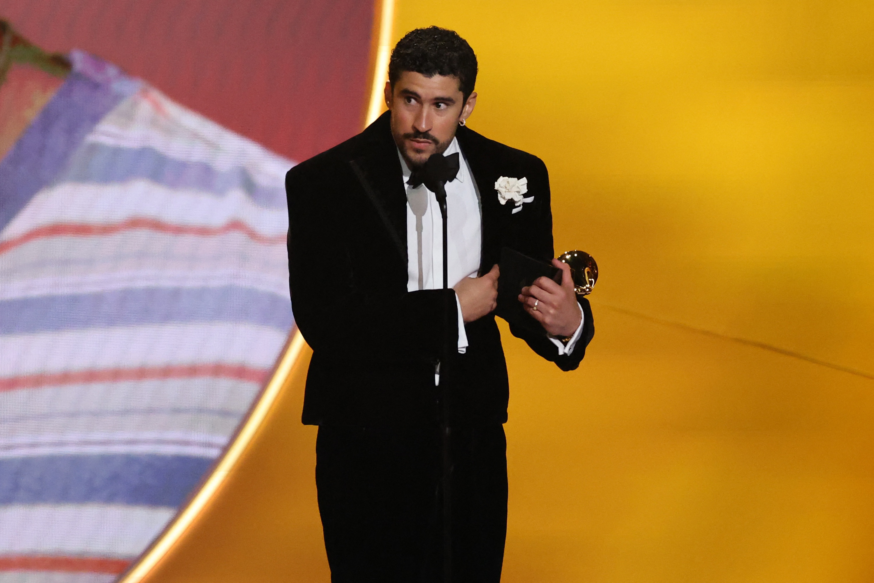 Bad Bunny accepts the award for Album of the Year for Debi Tirar Mas Fotos