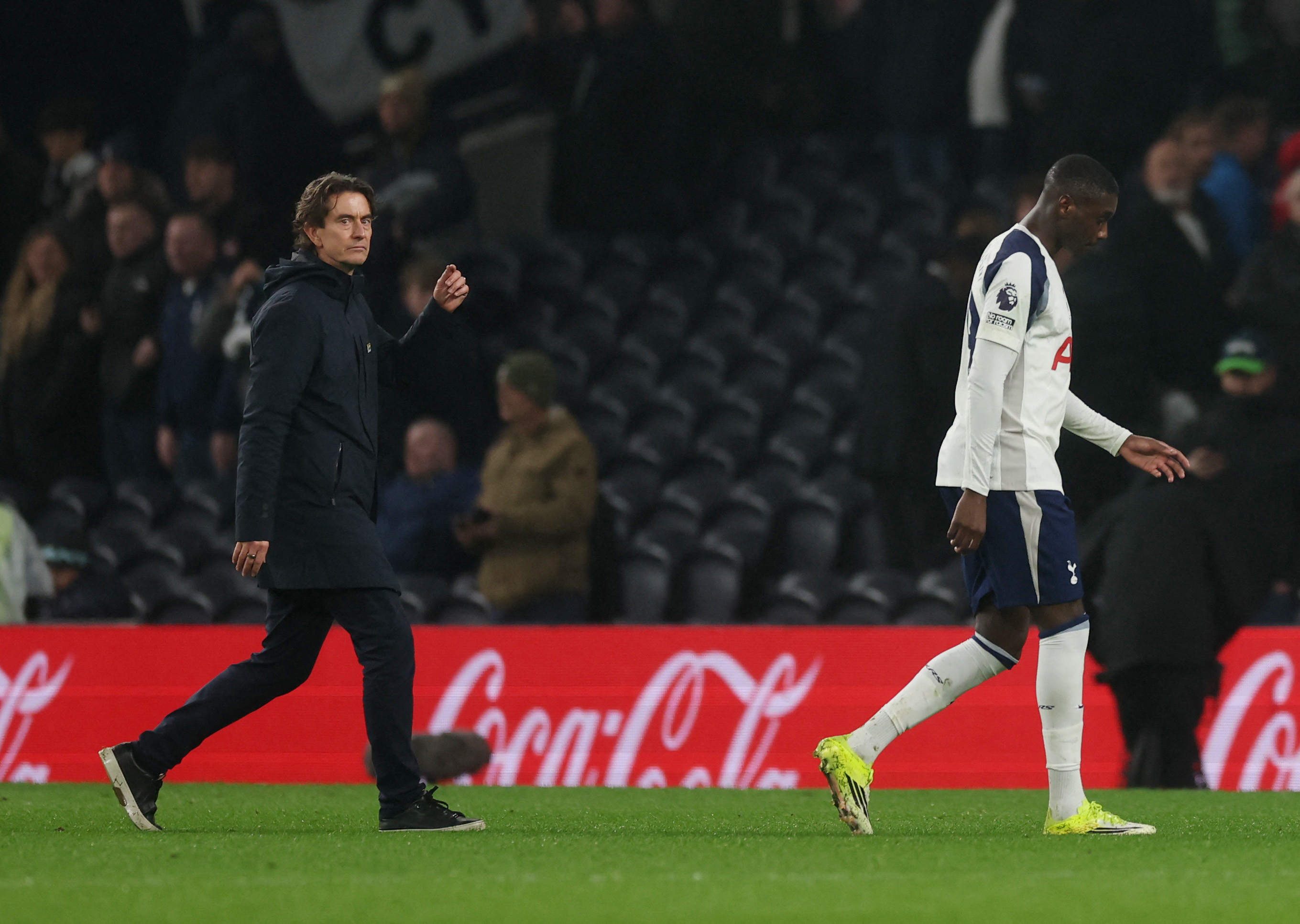 Thomas Frank and Randal Kolo Muani react.