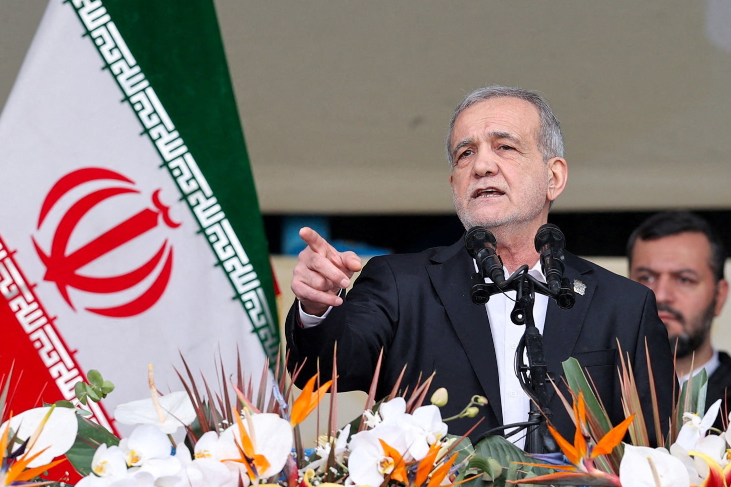 Iranian President Masoud Pezeshkian speaks during the 47th anniversary of the Islamic Revolution in Tehran, Iran, February 11, 2026. Iran's Presidential website/WANA (West Asia News Agency)/Handout via REUTERS ATTENTION EDITORS - THIS PICTURE WAS PROVIDED BY A THIRD PARTY. TPX IMAGES OF THE DAY