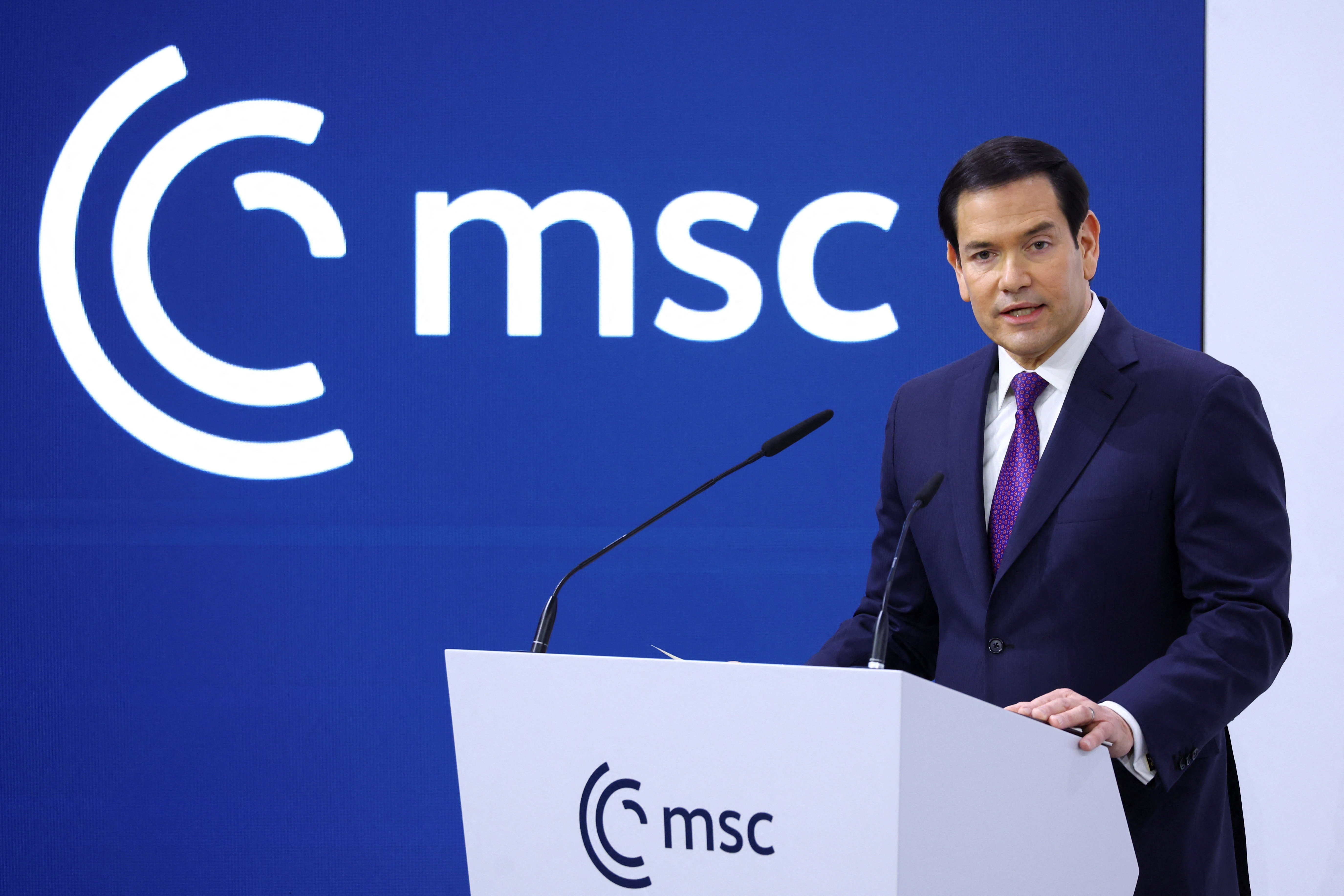 US Secretary of State Marco Rubio speaks during the Munich Security Conference.