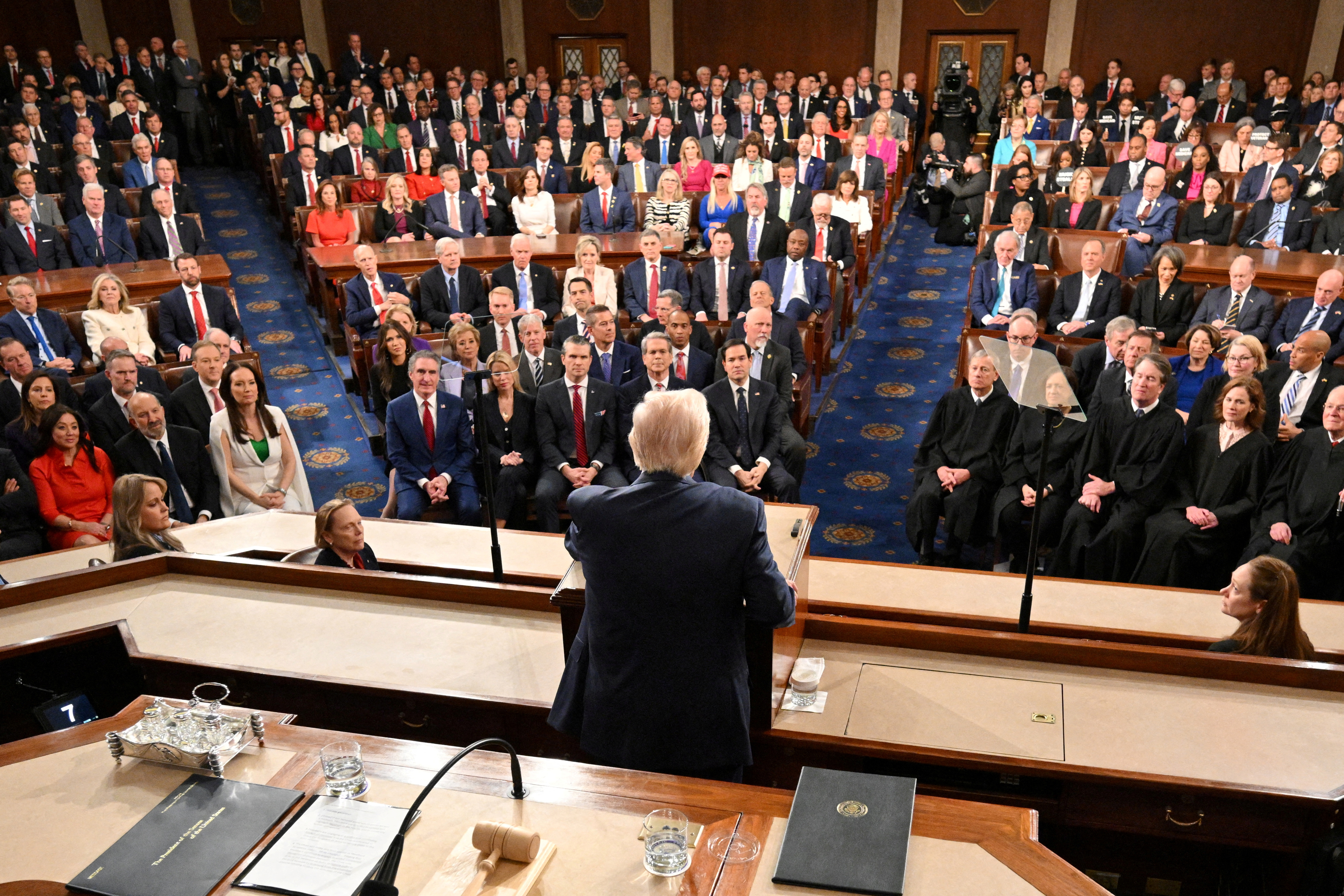 US President Donald Trump speaks during an address to a joint session of Congress at the US Capitol in Washington, DC, on March 4, 2025