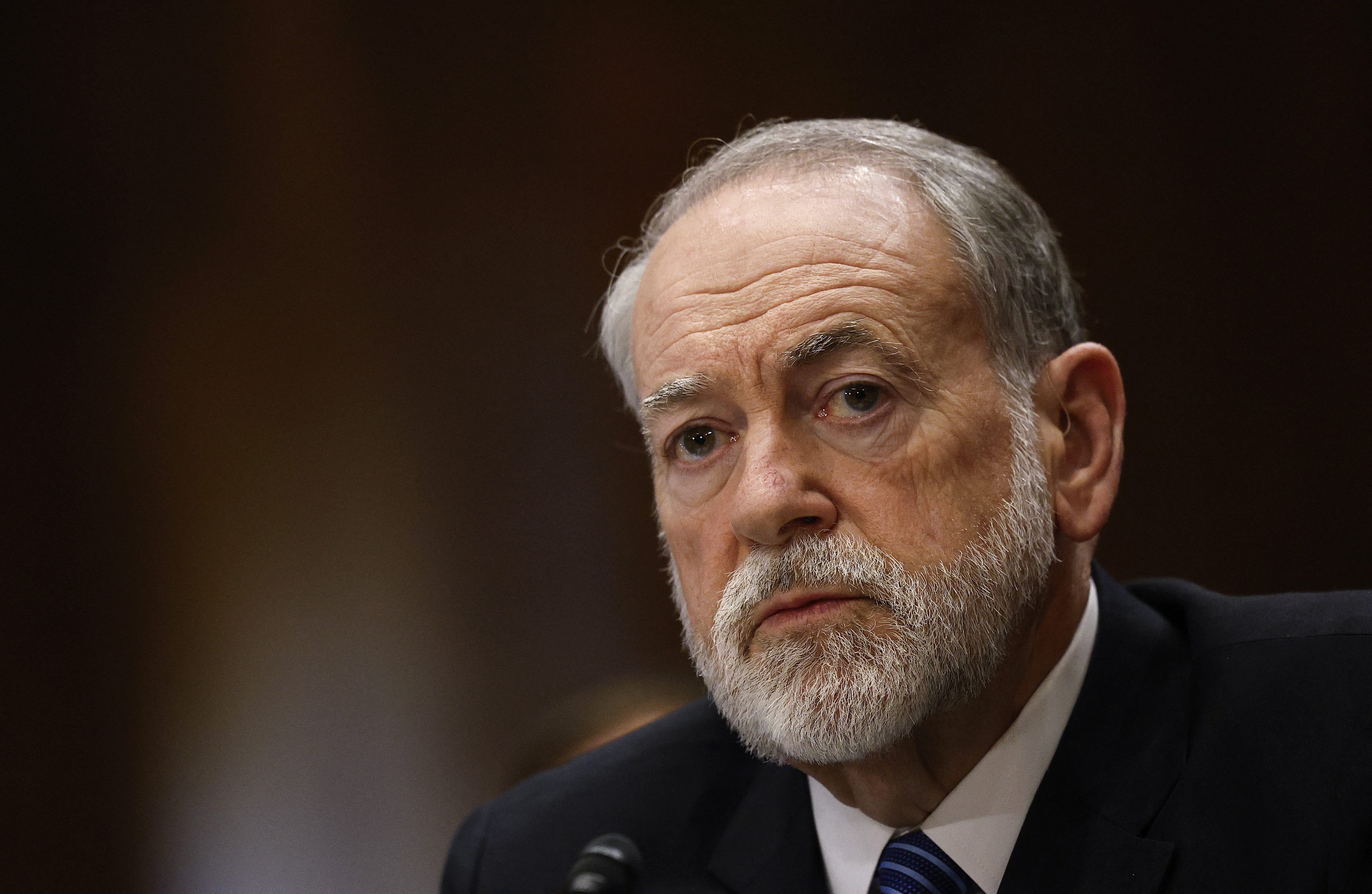 WASHINGTON, DC - MARCH 25: Former Arkansas Gov. Mike Huckabee, U.S. President Donald Trump's nominee to be ambassador to Israel, testifies during his Senate Foreign Relations Committee confirmation hearing at the Dirksen Senate Office Building on March 25, 2025 in Washington, DC. Huckabee, the former governor and presidential candidate, answered questions on Israel and its campaign against Hamas. Kevin Dietsch/Getty Images/AFP (Photo by Kevin Dietsch / GETTY IMAGES NORTH AMERICA / Getty Images via AFP)