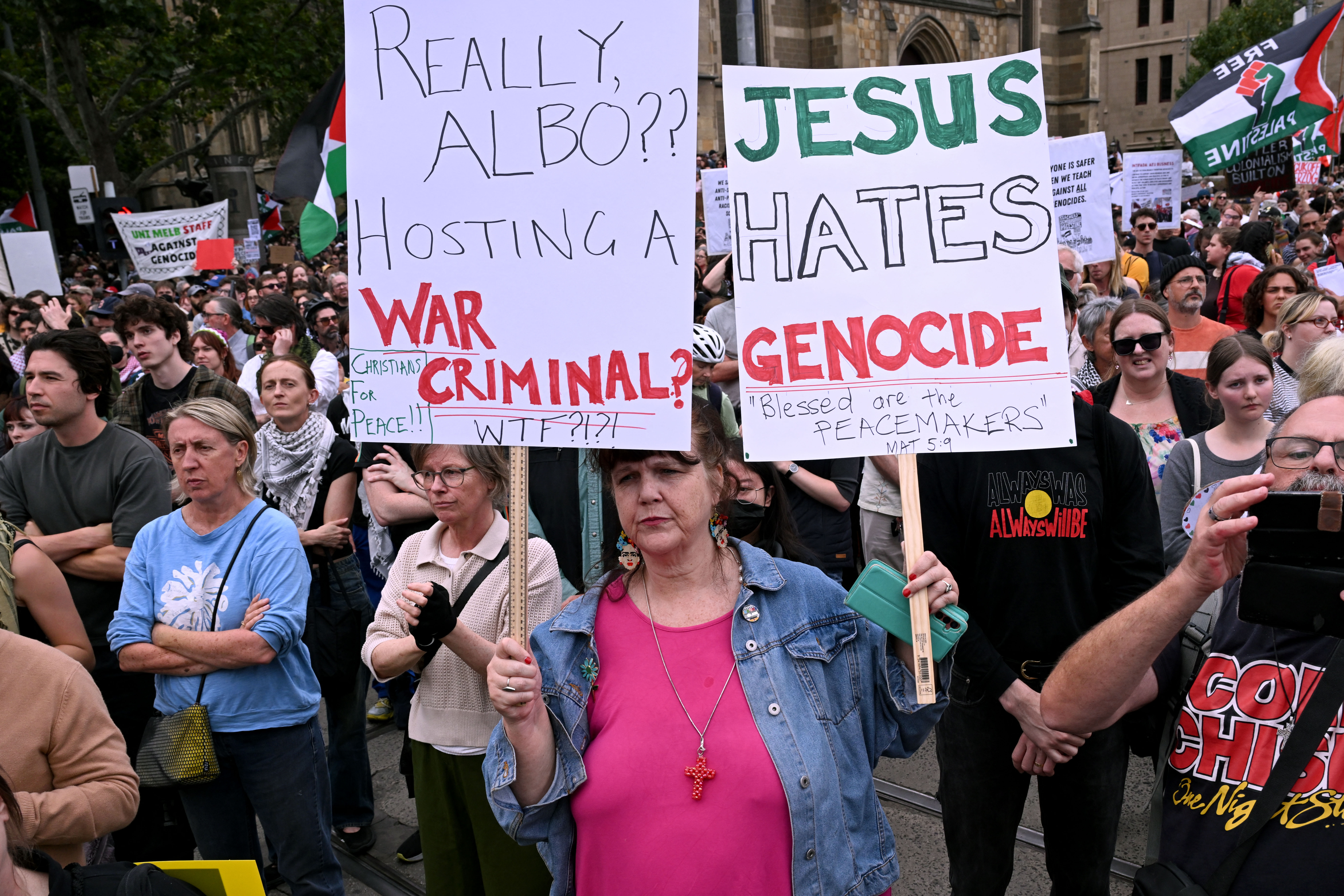 Sydney police use pepper spray on protesters during Herzog visit