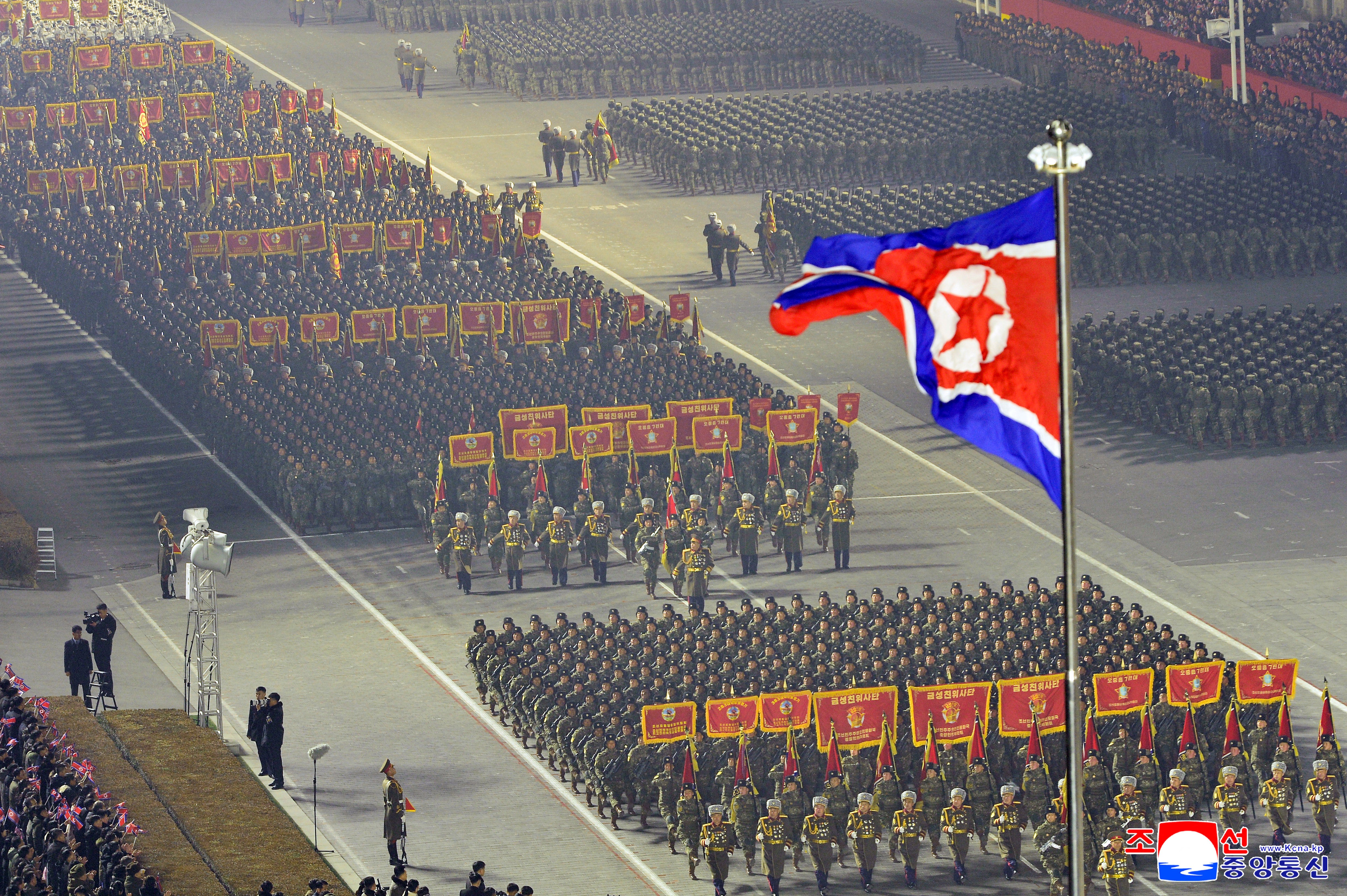 A military parade commemorating the Ninth Congress of the Workers' Party of Korea at Kim Il Sung Square in Pyongyang on Wednesday [KCNA via AFP]