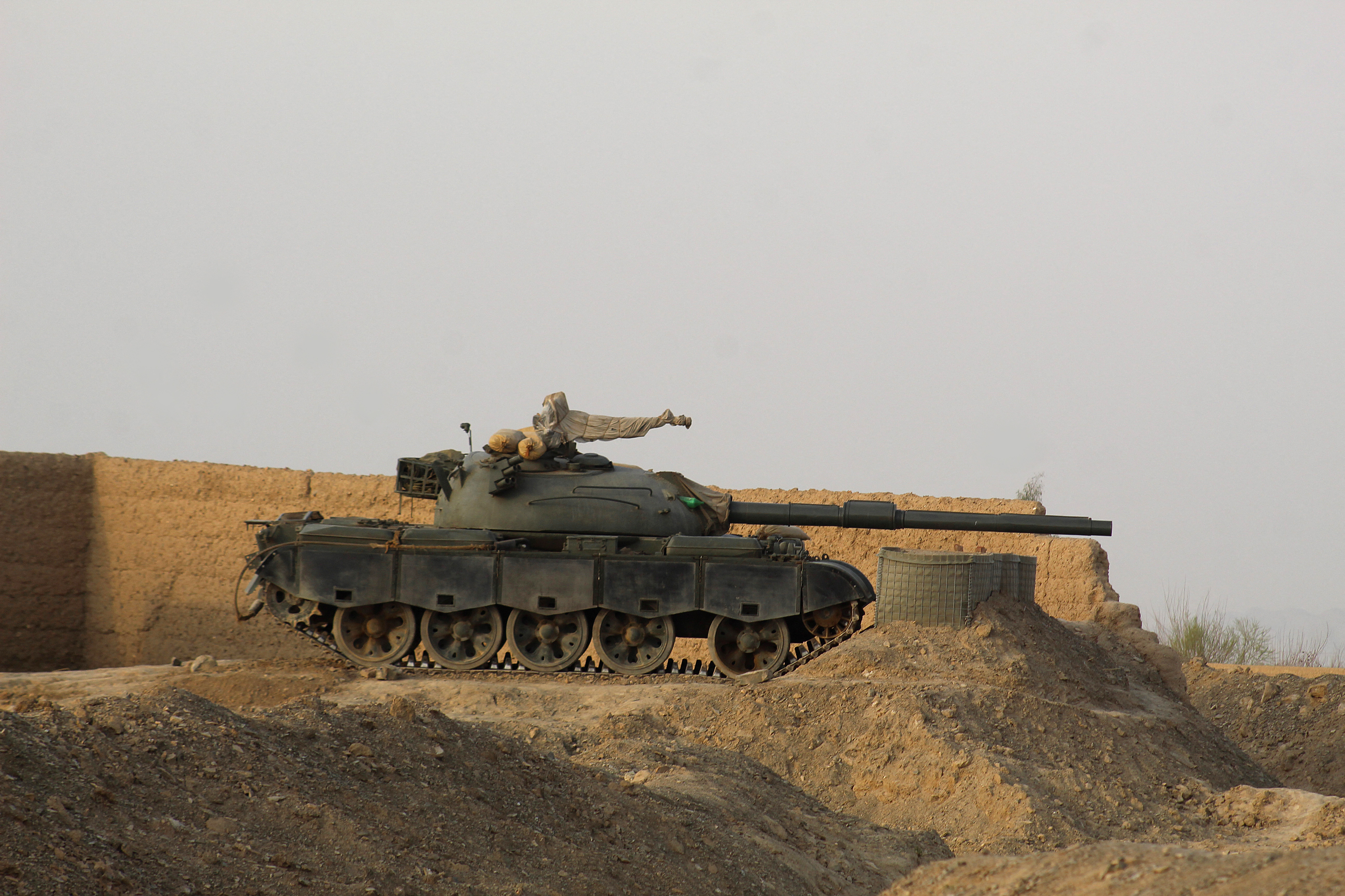 A Pakistani army tank stands at the Pakistan-Afghanistan border.
