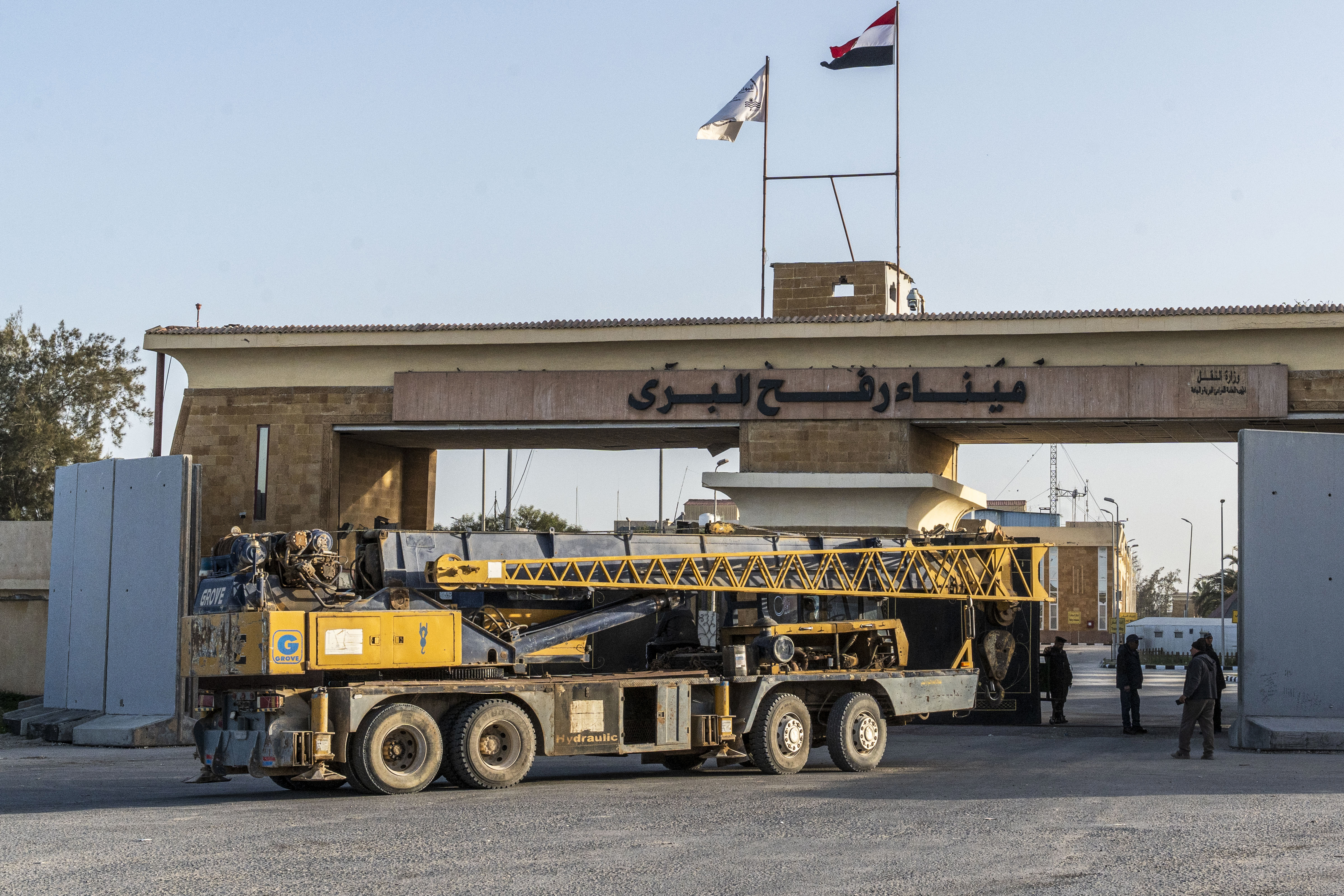 A crane is seen entering the Rafah crossing on February 1, 2026 in Rafah, Egypt [Ali Mustafa/Getty Images]