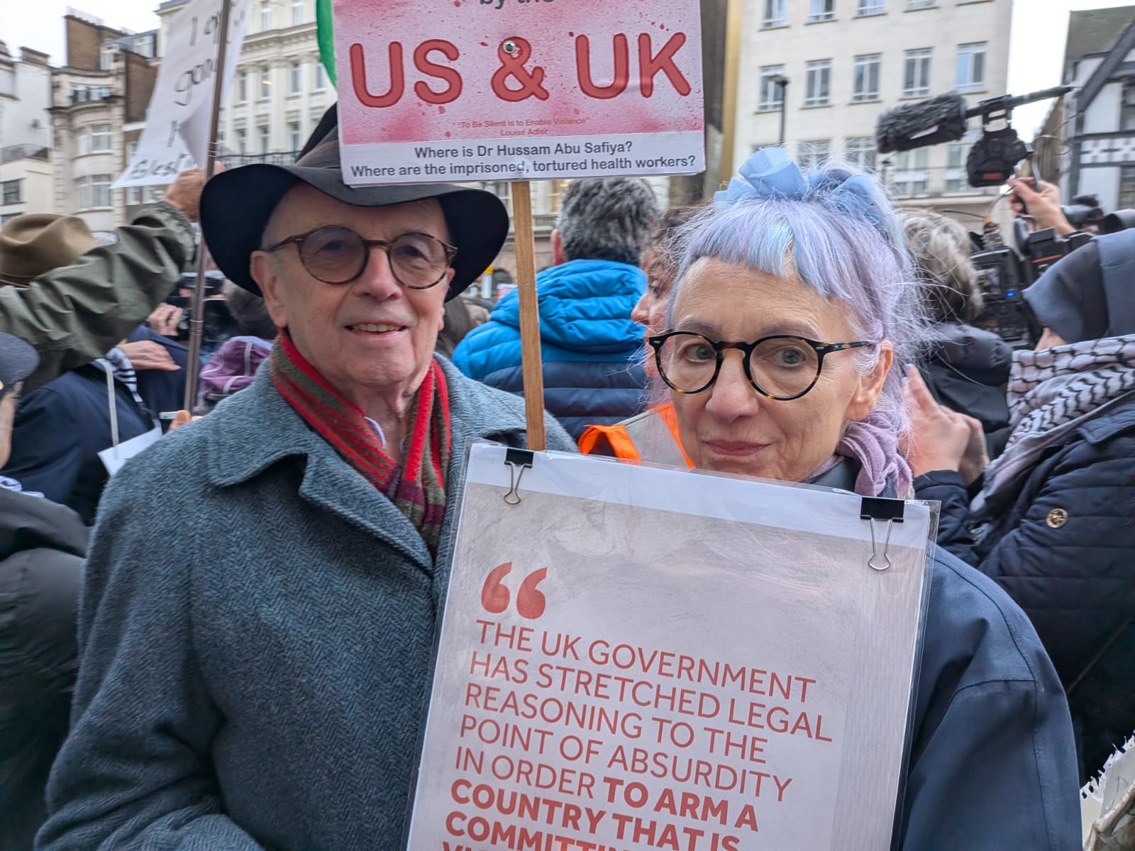 Nicola and John Moxham welcomed the court's announcement that the ban Palestine Action as a ‘terror group’ was unlawful [Brian Ging/Al Jazeera]