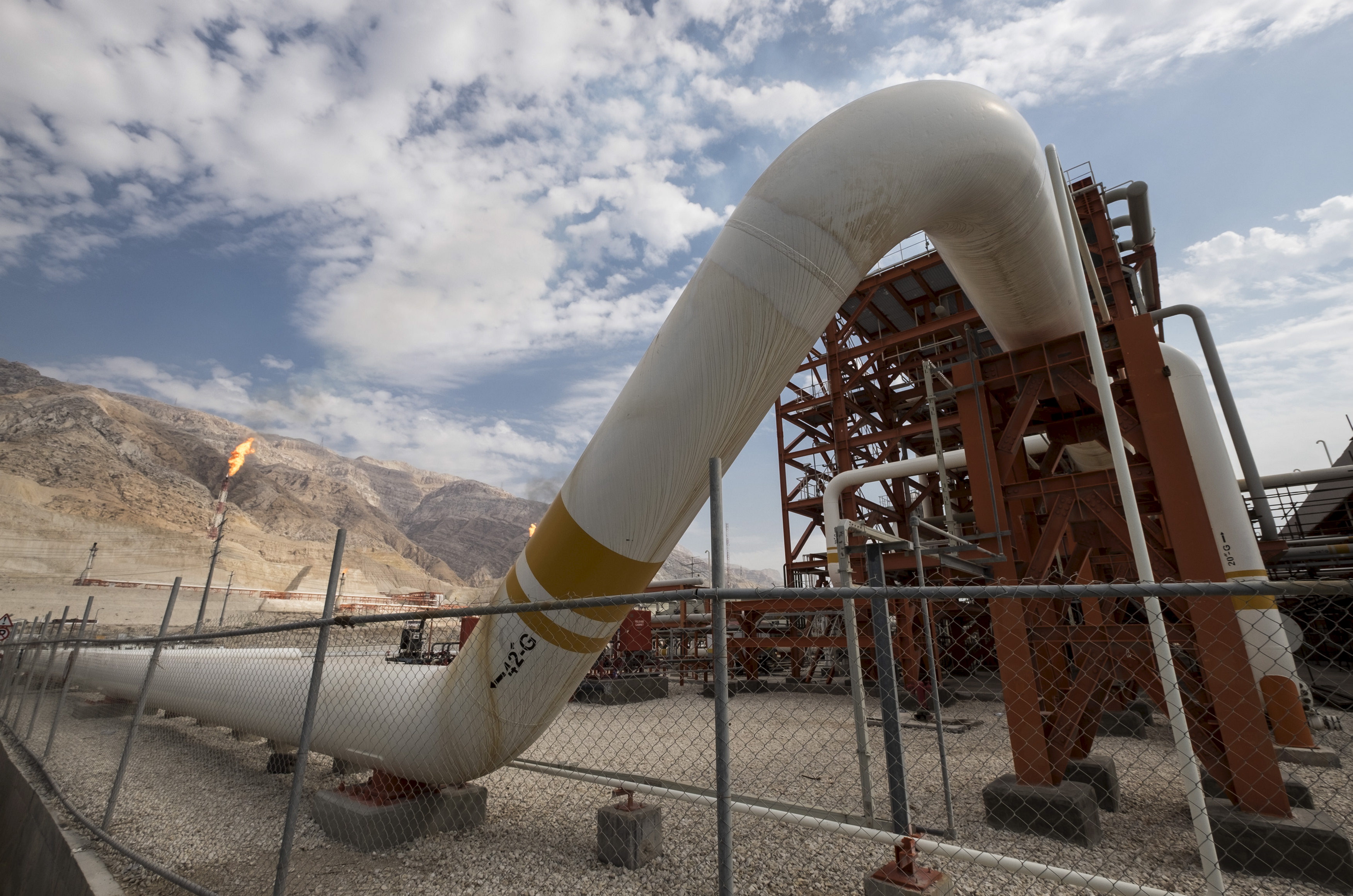 A view of the South Pars offshore gas field