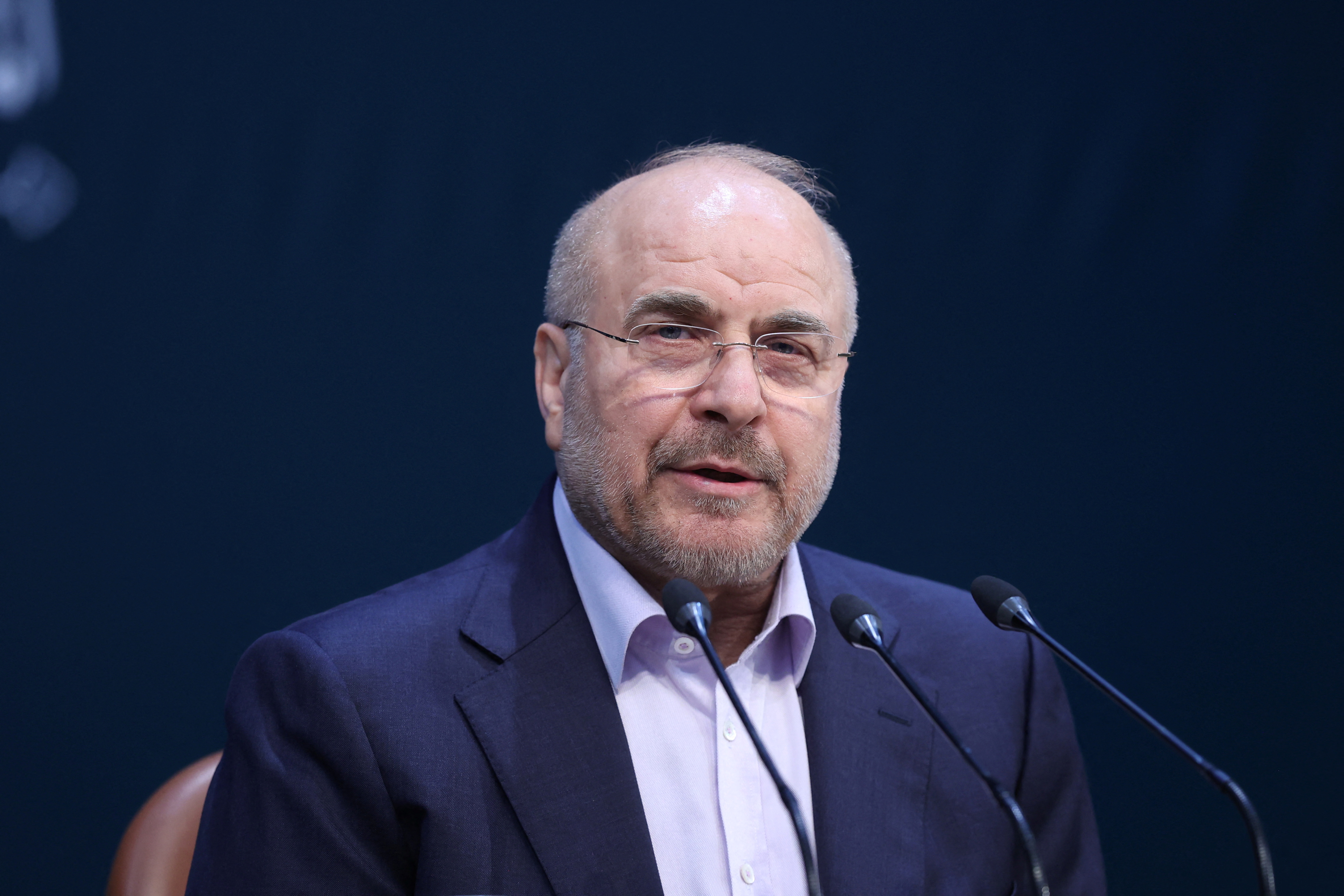 Iranian Parliament Speaker Mohammad Bagher Ghalibaf speaks during a press conference in Tehran, Iran November 27, 2024. Majid Asgaripour/WANA (West Asia News Agency) via REUTERS ATTENTION EDITORS - THIS PICTURE WAS PROVIDED BY A THIRD PARTY