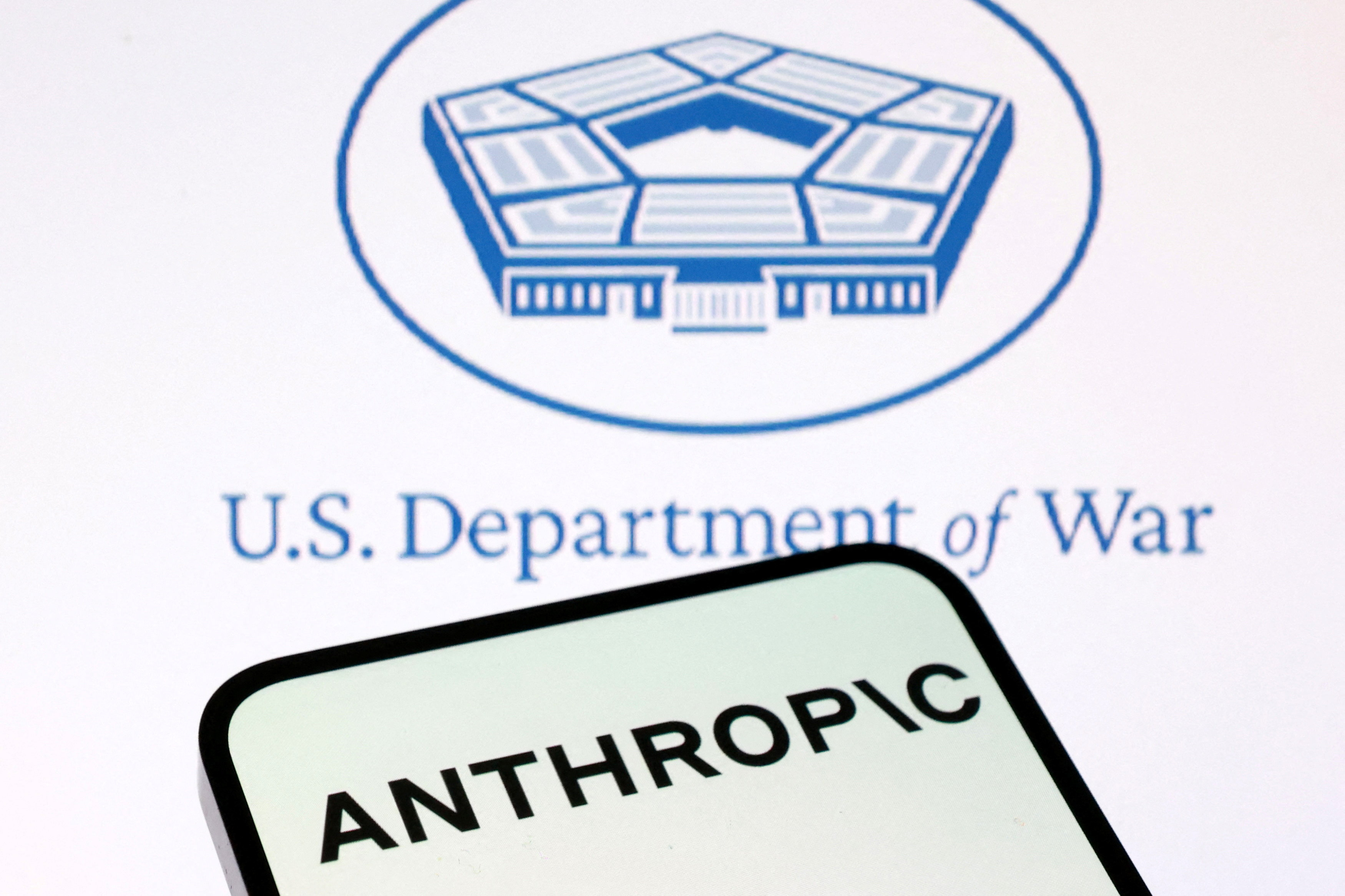 U.S. Department of War and Anthropic logos are seen in this illustration