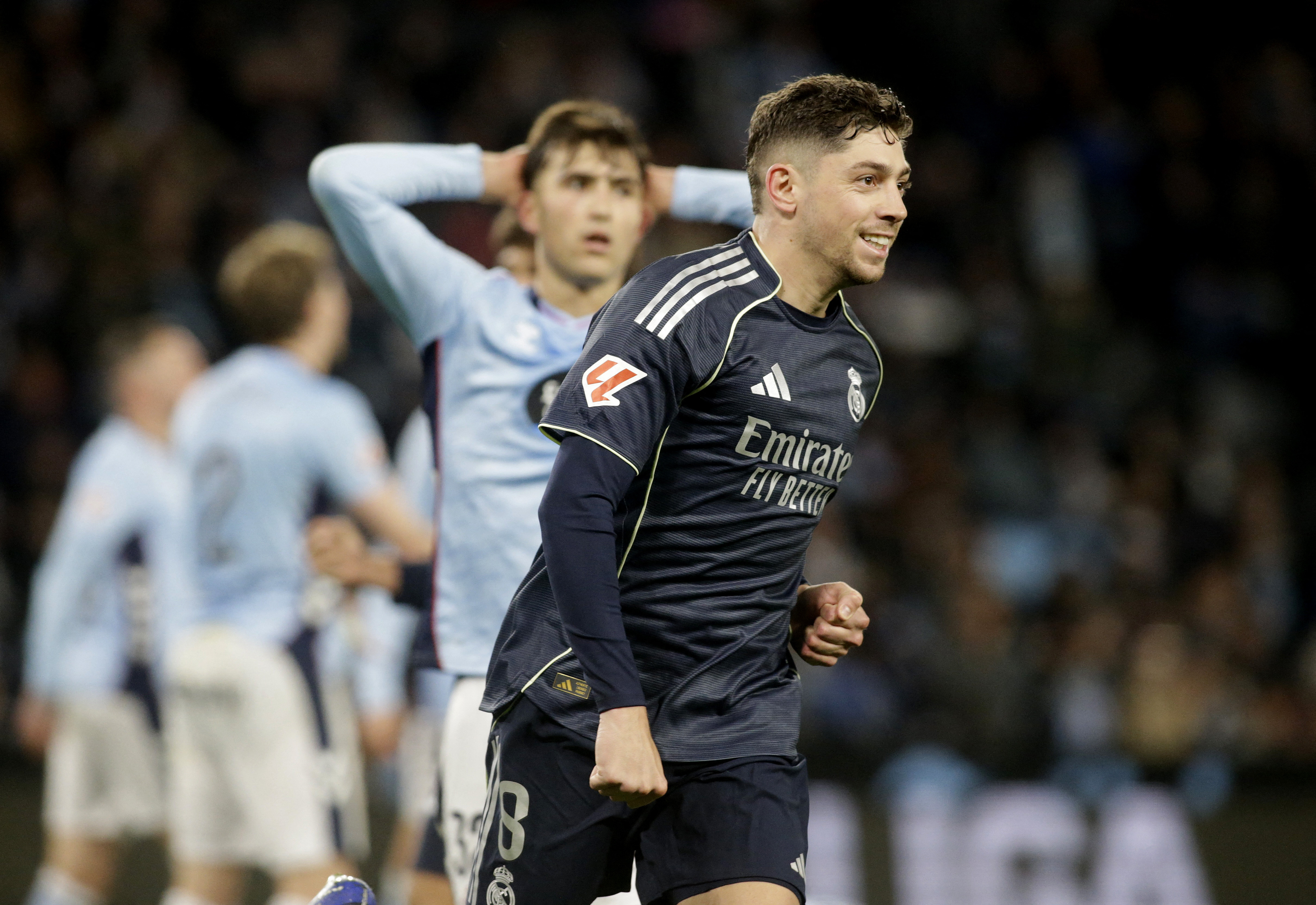 Real Madrid's Federico Valverde celebrates scoring their second goal