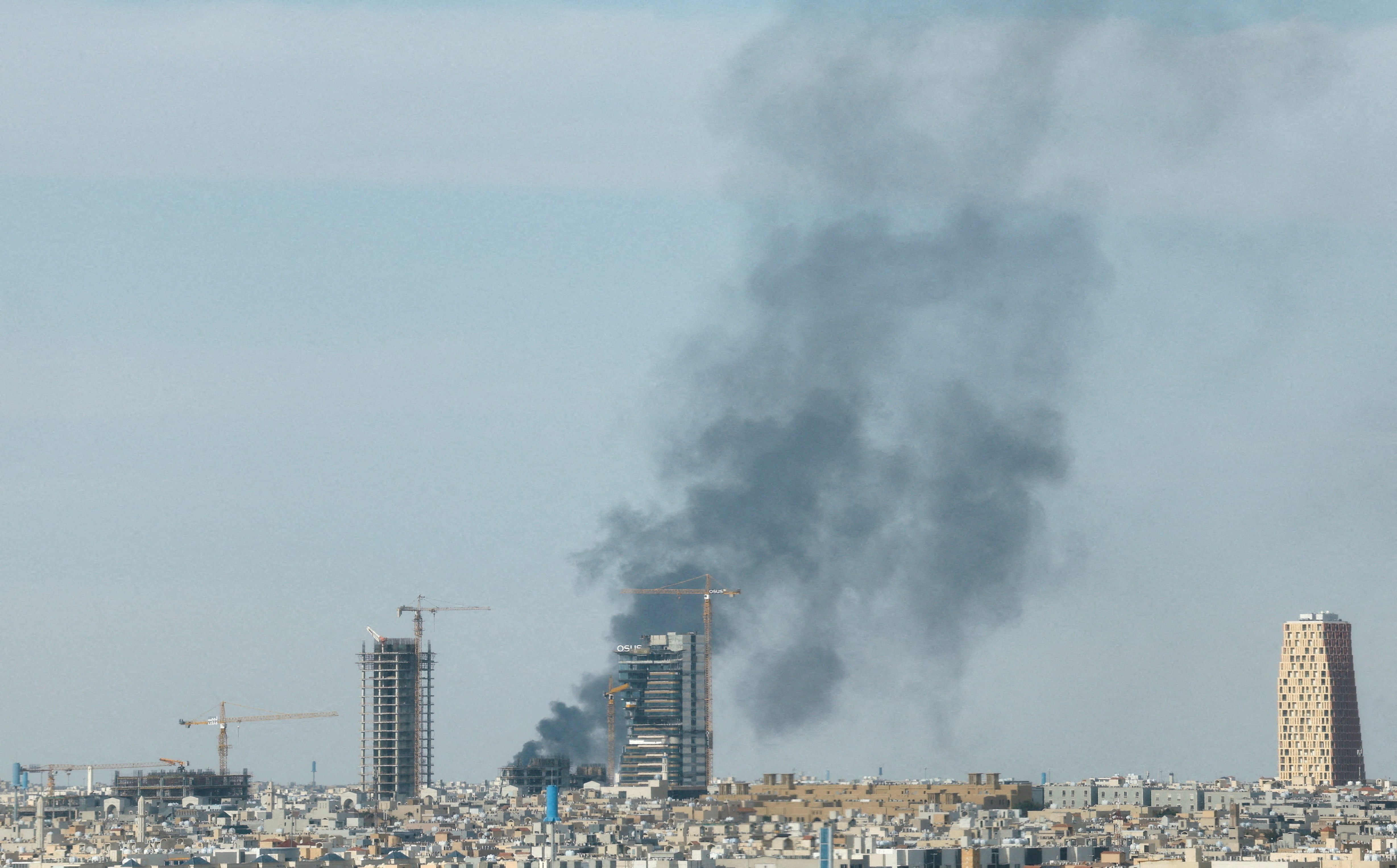 Smoke rises above Riyadh