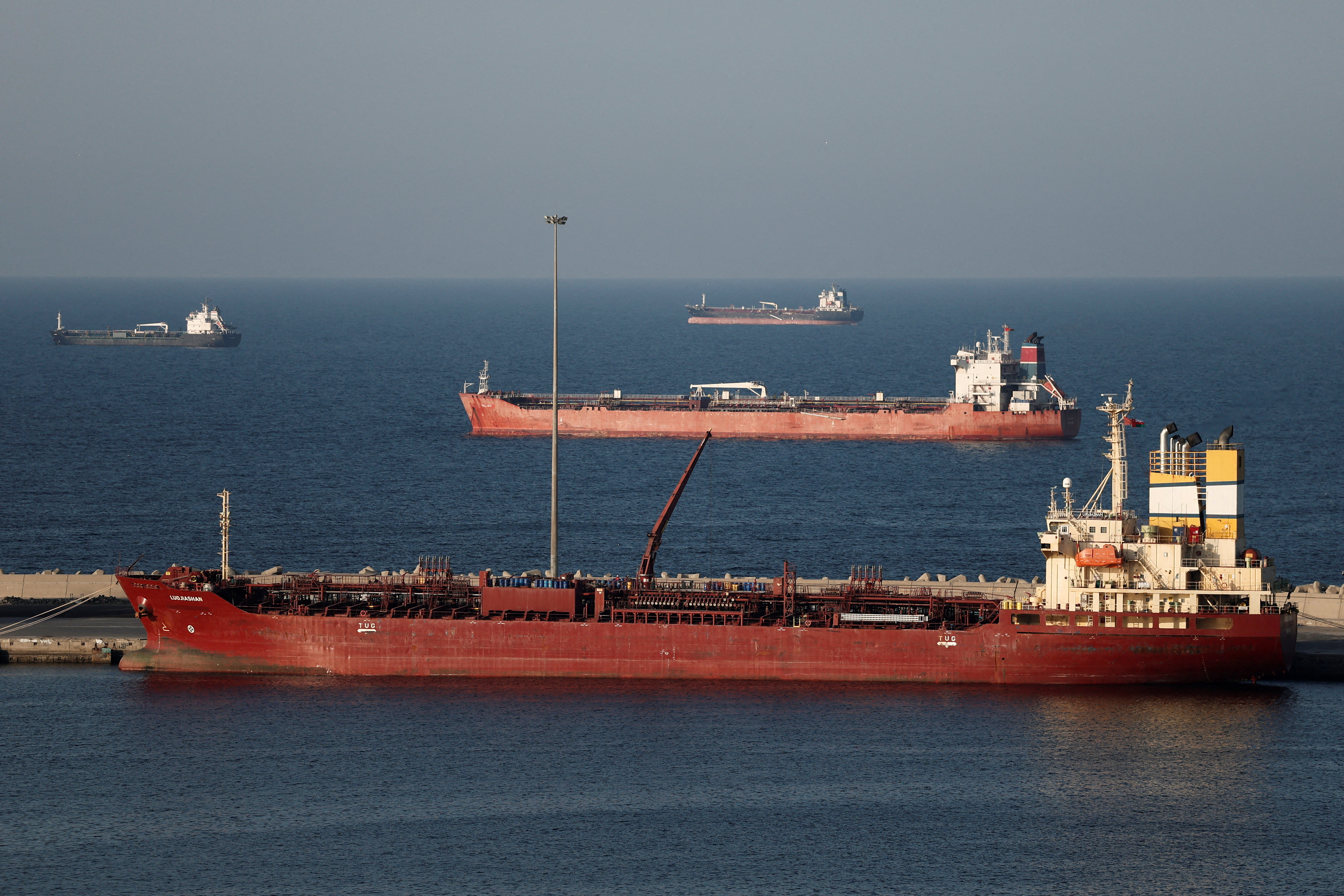 Luojiashan tanker sits anchored in Muscat, as Iran vows to close the Strait of Hormuz, amid the U.S.-Israeli conflict with Iran, in Muscat, Oman, March 7, 2026.