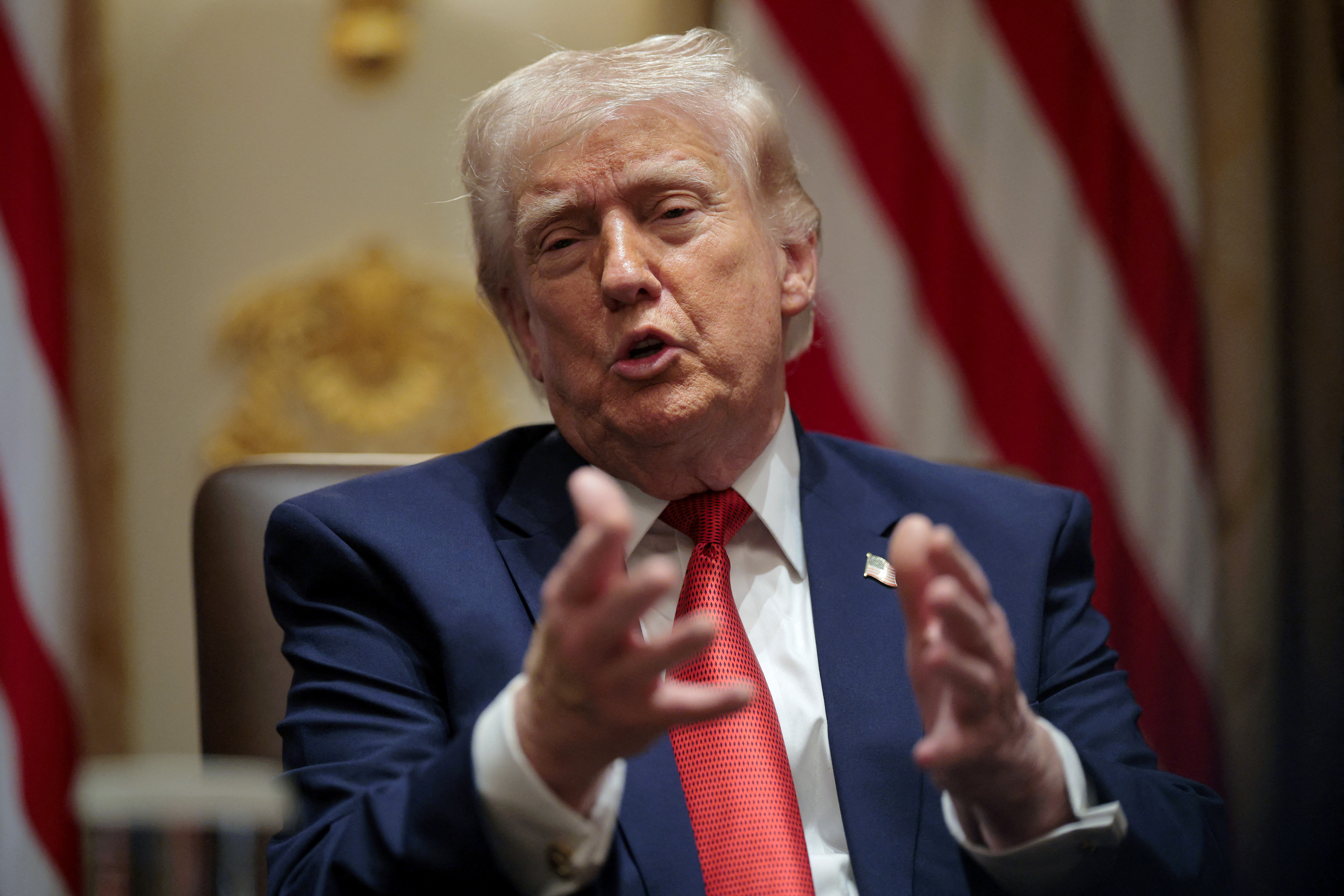 President Donald Trump speaks during a Cabinet meeting in the Cabinet Room of the White House on March 26, 2026 in Washington, DC. This is Trump's second Cabinet meeting of 2026 and the first since the United States and Israel began attacking Iran on February 28. [Chip Somodevilla/AFP]