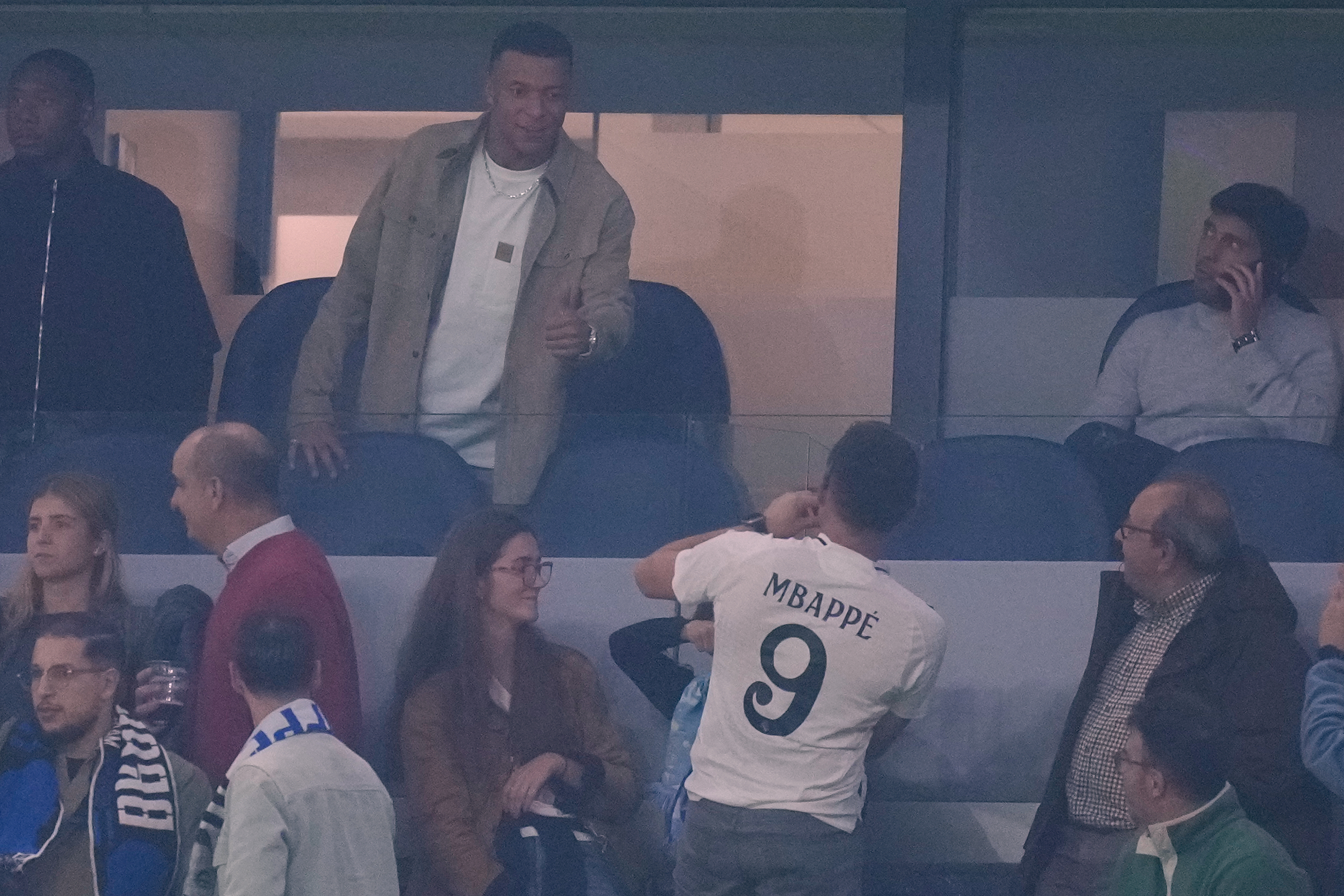 Kylian Mbappe reacts.