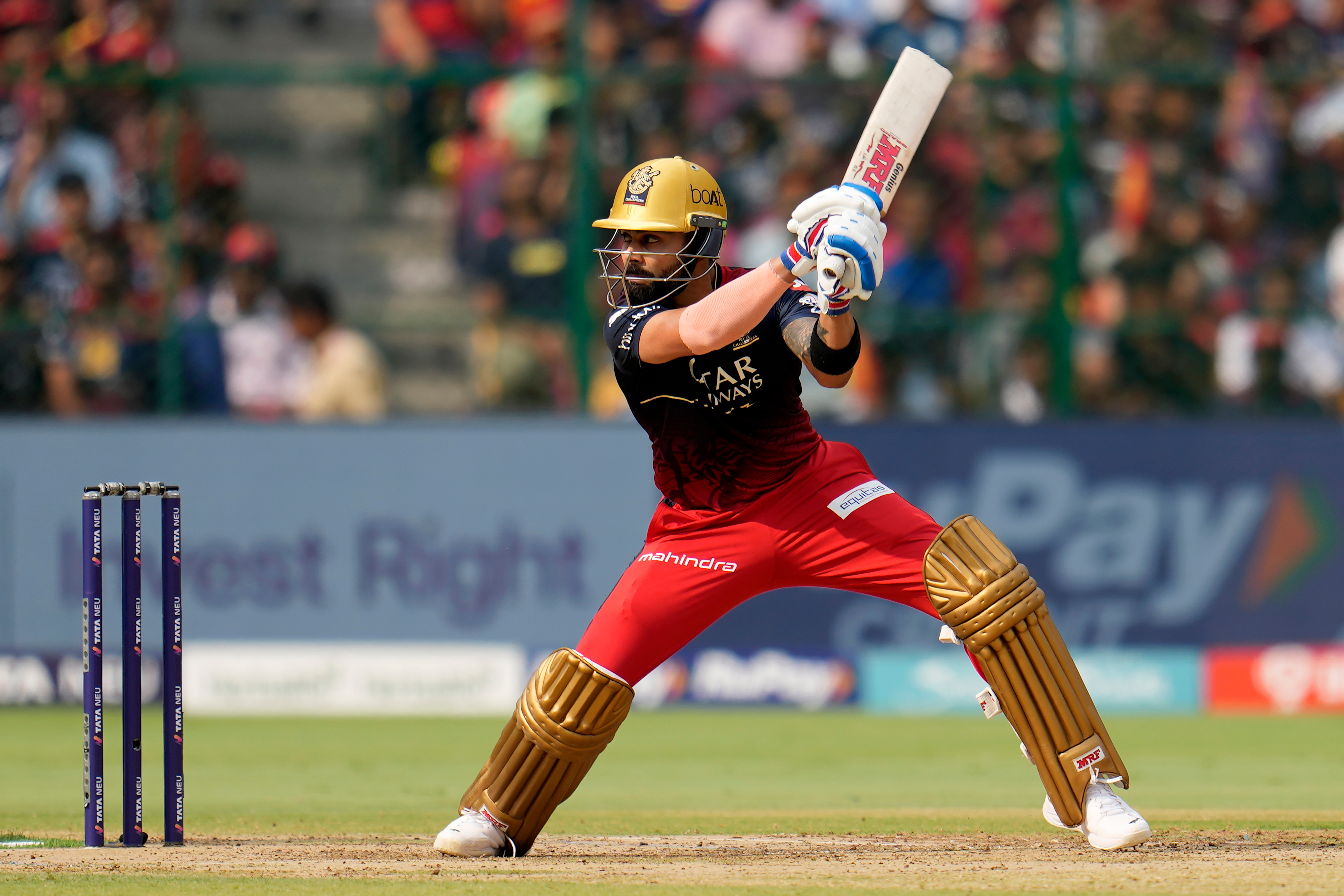Royal Challengers Bangalore's Virat Kohli plays a shot during the Indian Premier League cricket match between Royal Challengers Bangalore and Delhi Capitals