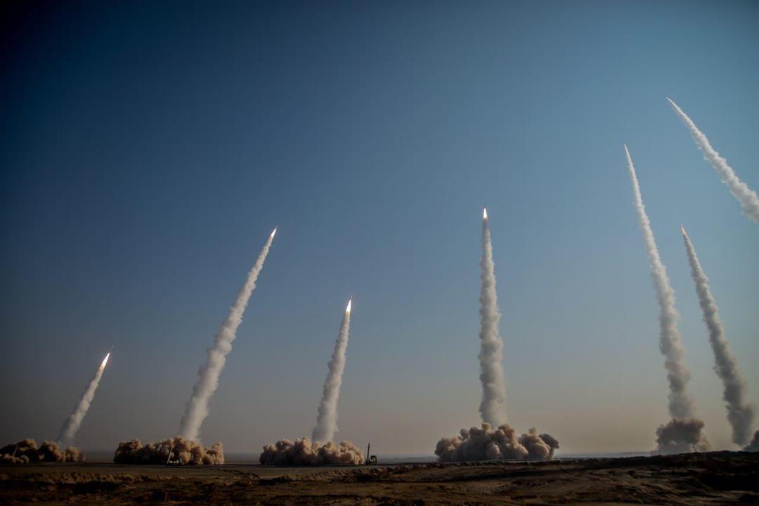 UNSPECIFIED, IRAN. - JANUARY 15: (----EDITORIAL USE ONLY MANDATORY CREDIT - "SEPAHNEWS/ HANDOUT" - NO MARKETING NO ADVERTISING CAMPAIGNS - DISTRIBUTED AS A SERVICE TO CLIENTS----) Members of the Islamic Revolutionary Guard Corps conduct a military drill with ballistic missiles and unmanned air vehicles at Great Salt Desert, in the middle of the Iranian Plateau, on January 15, 2021 in Iran. (Photo by Sepahnews/Handout/Anadolu Agency via Getty Images)