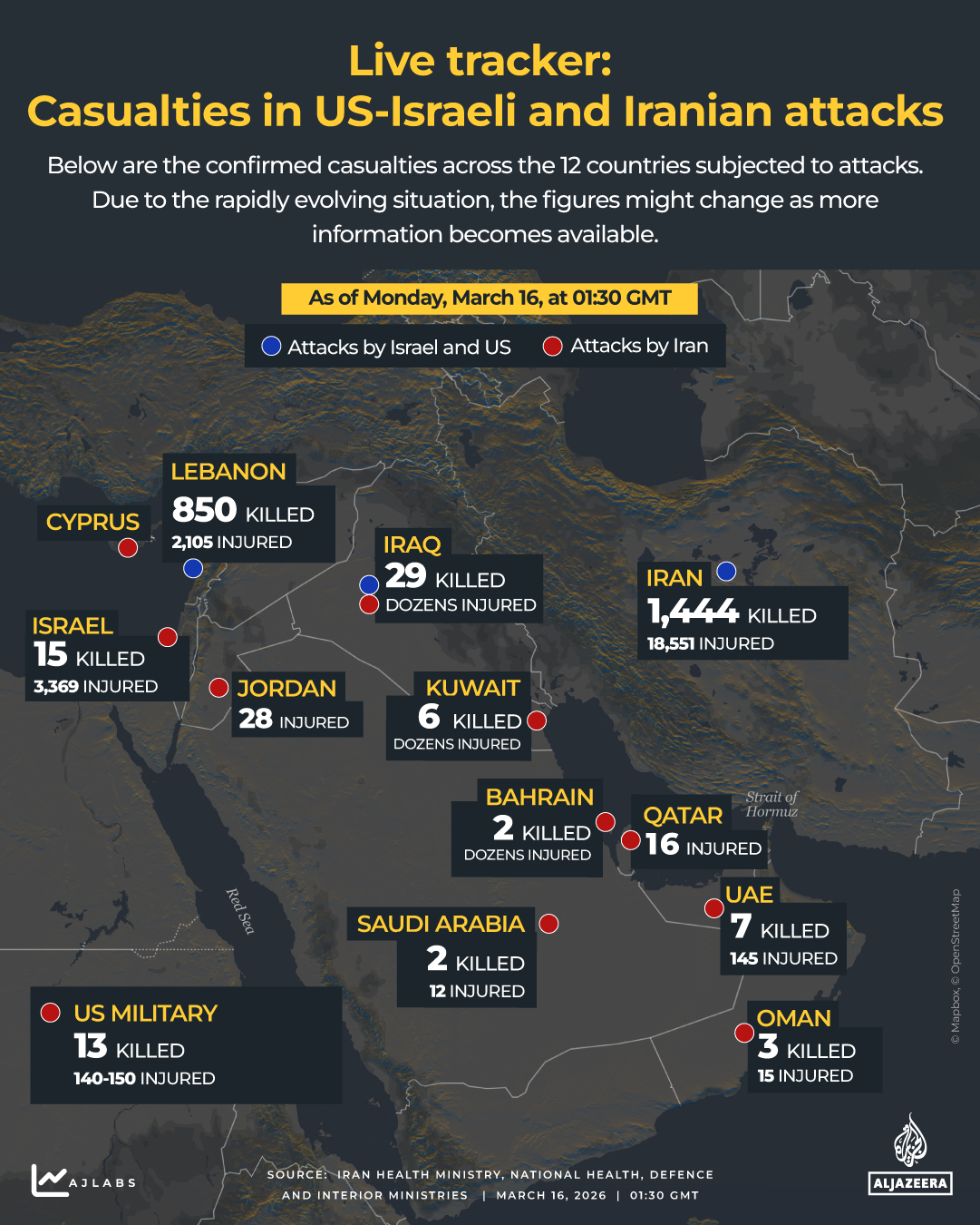 INTERACTIVE - DEATH TOLL - tracker - war - US Israel and Iran attacks - March 16, 2026-1773670042