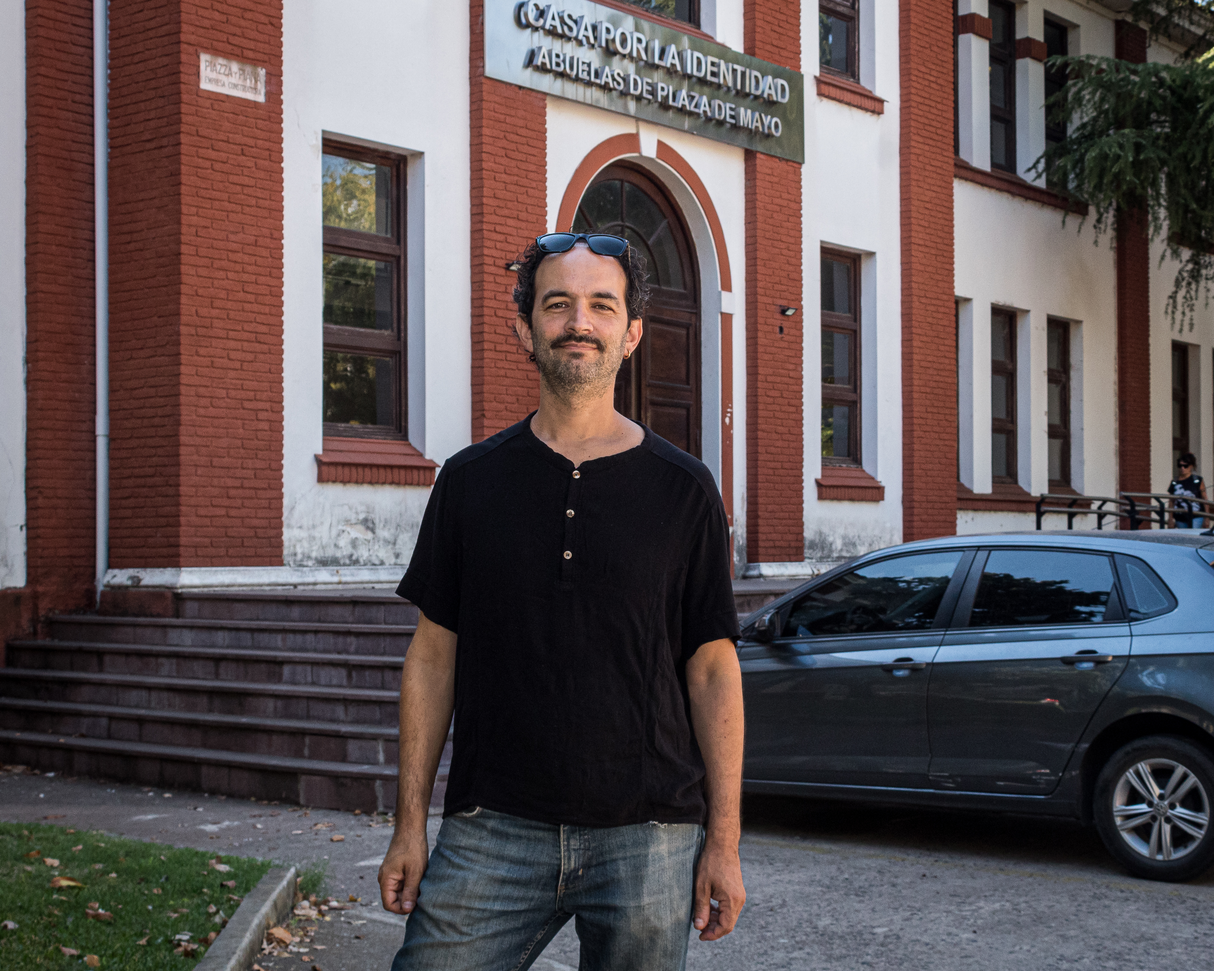 Guillermo Amarilla Molfino stands in front of the House for Identity of the Grandmothers of the Plaza de Mayo